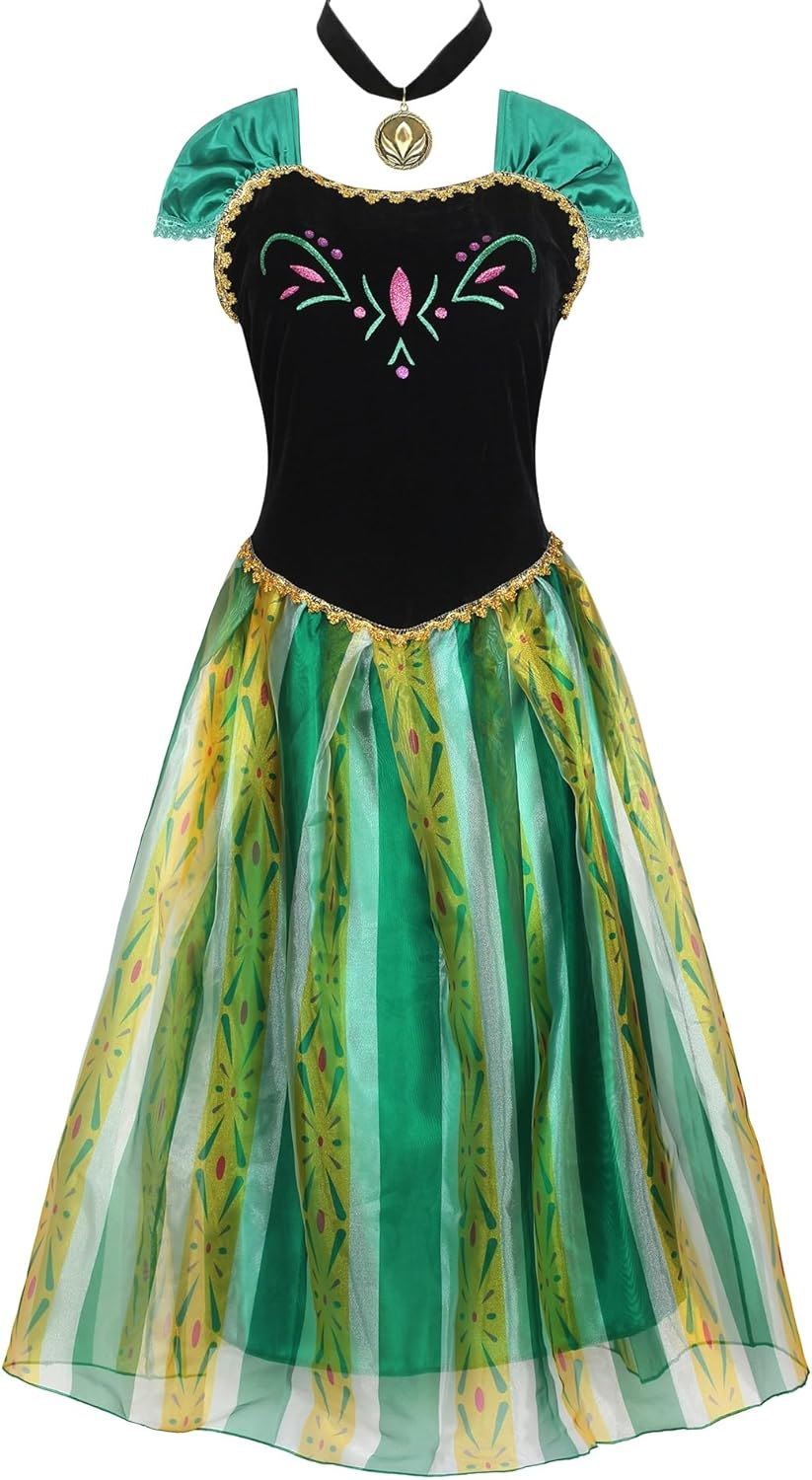 Princess Anna Adult for Women Coronation Dress Role Play Outfits Halloween Costume Cosplay