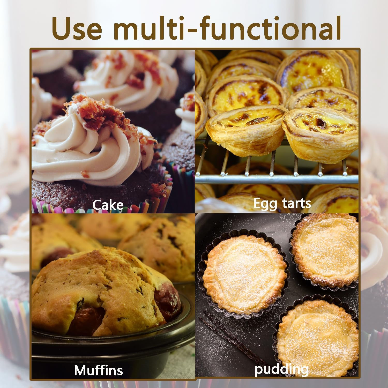 2Pcs Non-Stick 6-Cup Muffin Pan for Baking, Carbon Steel Cupcake Baking Tray, Stackable Cupcake Molds, Dishwasher Safe - 10.4 X 7.3 X 1.1 Inches (Black) image number 2