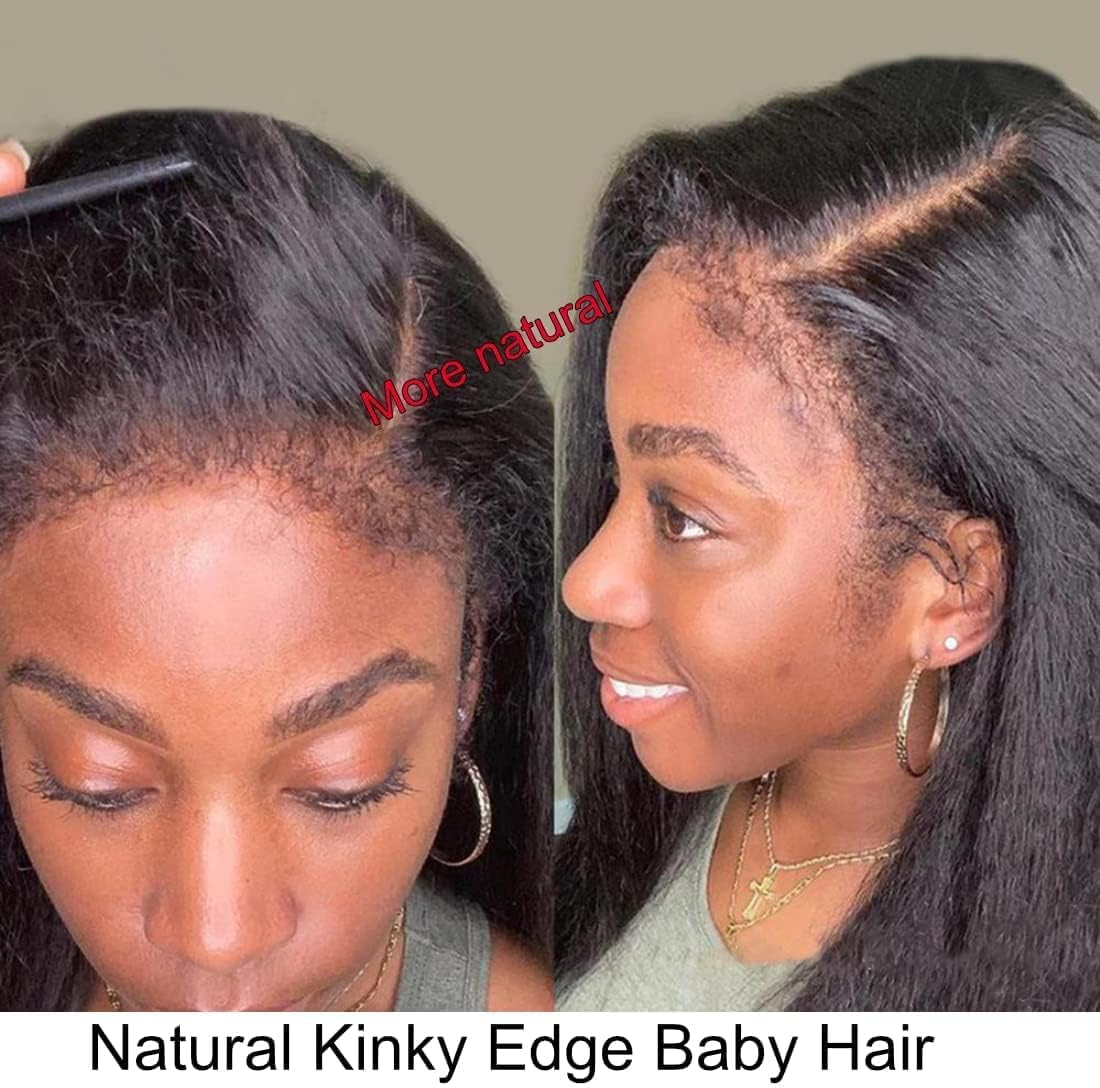 Enoya Glueless Wigs Human Hair Pre Plucked Frontal Lace Wig for Black Women，Hd Lace Front Wigs Human Hair 200 Density Natural Black with Baby Hair (13X4 HD Lace Frontal Wig, 20") image number 1