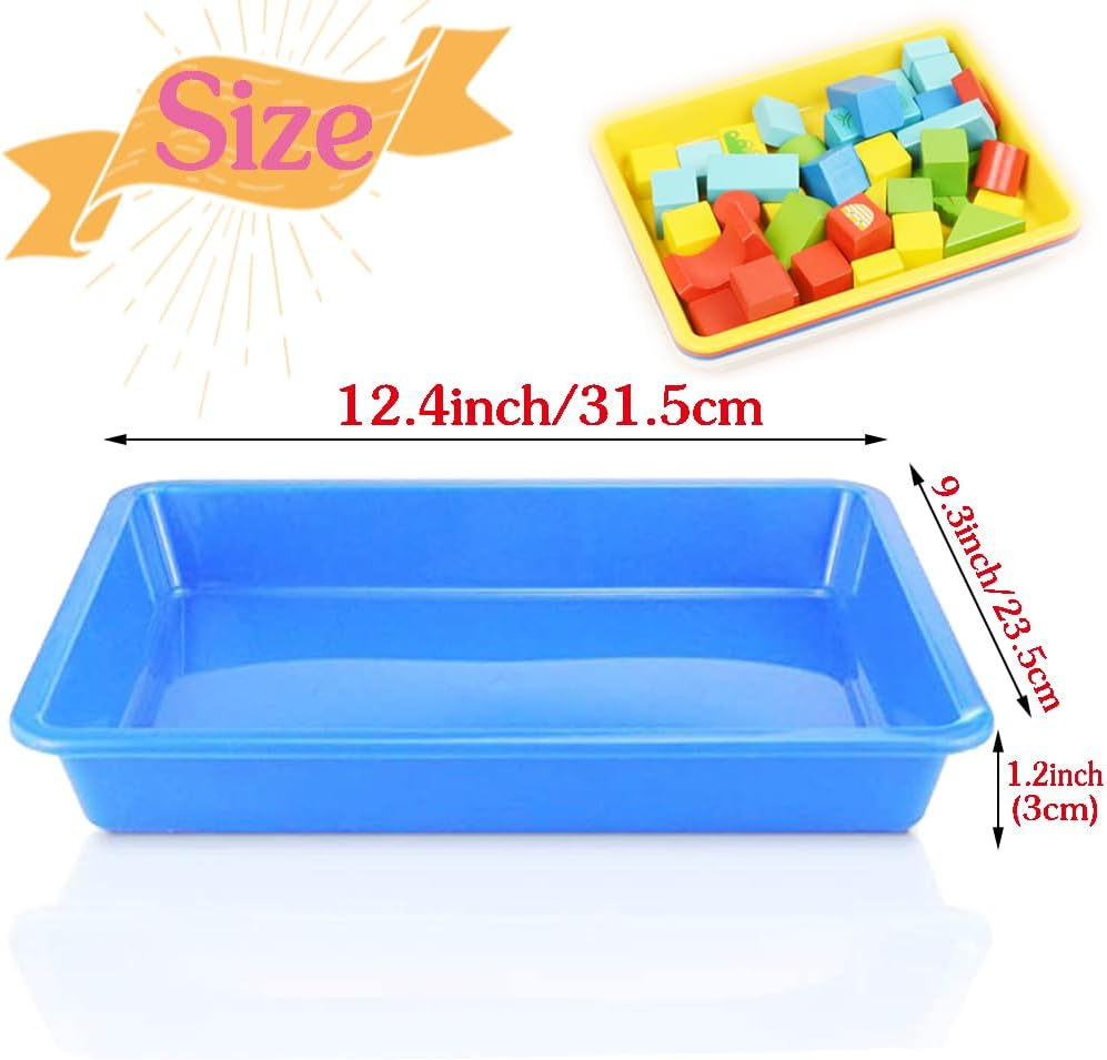 OJYUDD 10 PCS Multicolor Plastic Art Trays, Rectangular Nesting, 5 Colors (Green, Blue, Red, Yellow, White), Polypropylene (PP), Perfect for Art, Crafts, Organizing