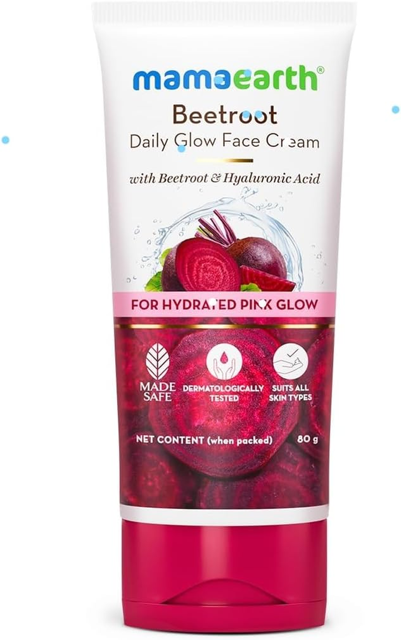 Mama,Earth Beetroot Daily Glow Face Cream with Beetroot & Hyaluronic Acid - 80 G | Gives Hydrated Pink Glow | Gives Instant Brightening Effect | Lightweight & Non-Greasy | Natural Glow | for All Skin Types image number 5