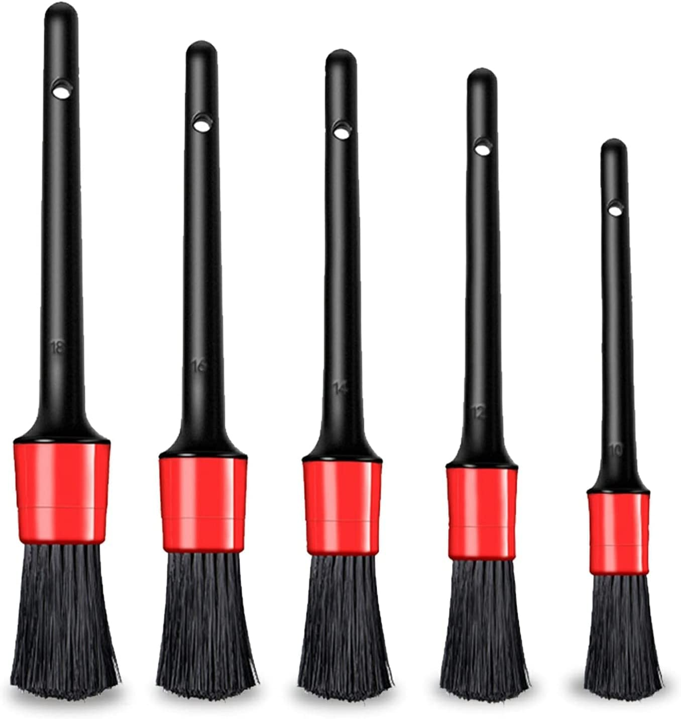 Car Detailing Brush Auto Detailing Brush, 5Packs Premium Car Detail Brush,Car Interior Cleaning Kit, Automotive Wheels Cleaner Emblems Brushes for Air Vents Interior Exterior Leather, Red image number 5