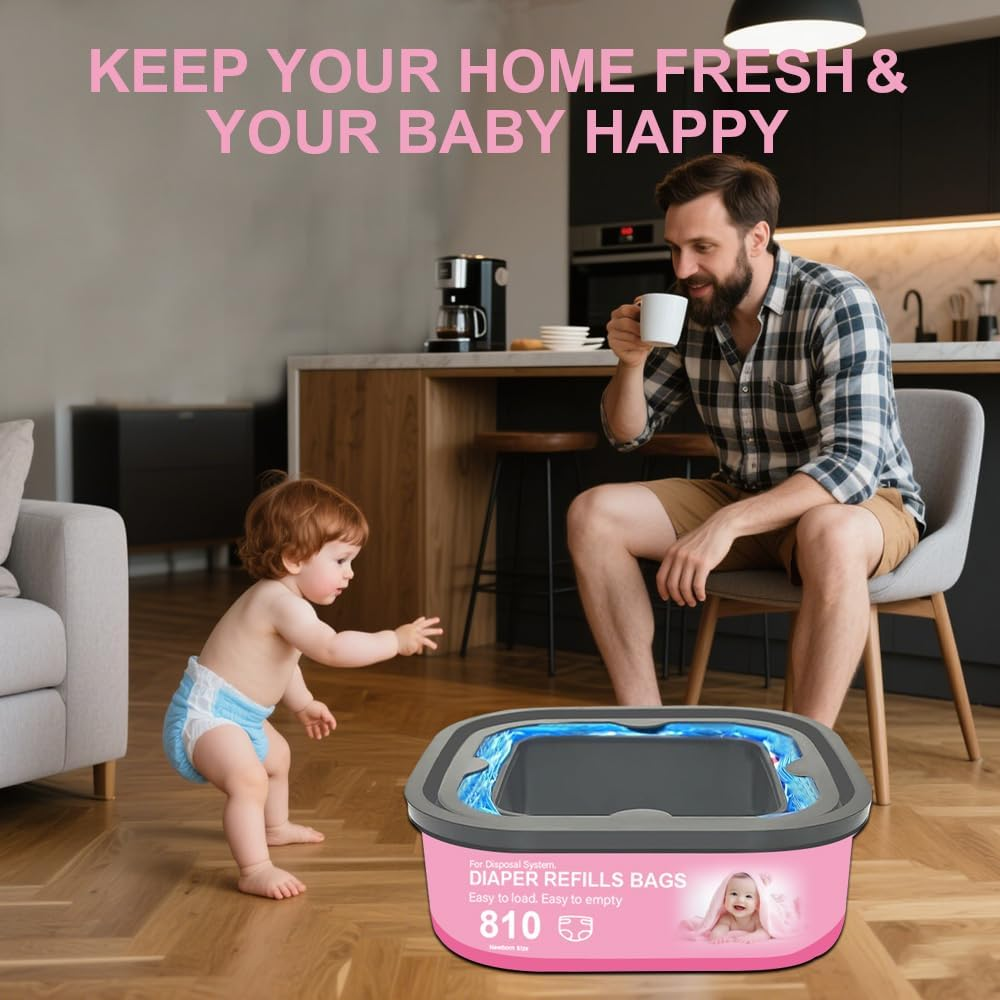 Jumbo Square Refills Disposal Bags Refill Compatible with Genie Diaper Compact, Select and Classic Pails, Hold up to 810 Newborn-Sized Diapers per Refill, 6 Pack image number 3