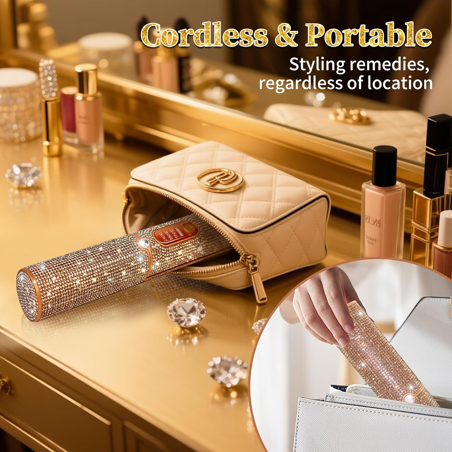 Cordless Hair Straightener, Portable Straightener 2 in 1 for Hair Straightening and Curling, Fast Heating Cordless Flat Iron, 5000Mah Hair Straightener Travel,210&deg;C/410&deg;F within Seconds (Libre) image number 1