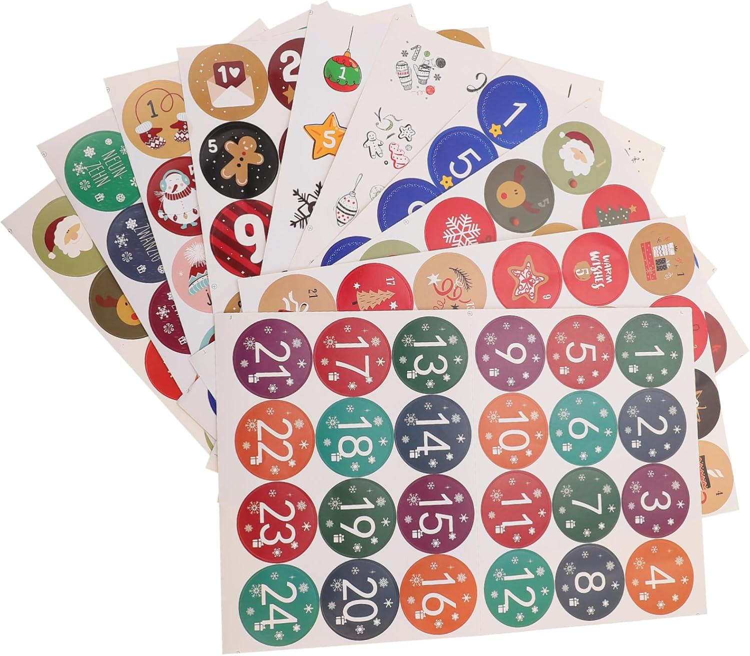 10Sheets Christmas Number Stickers Countdown Decals for Holiday Cards Bags Styles for Festive Decor for Advent Calendars Party Favors image number 4