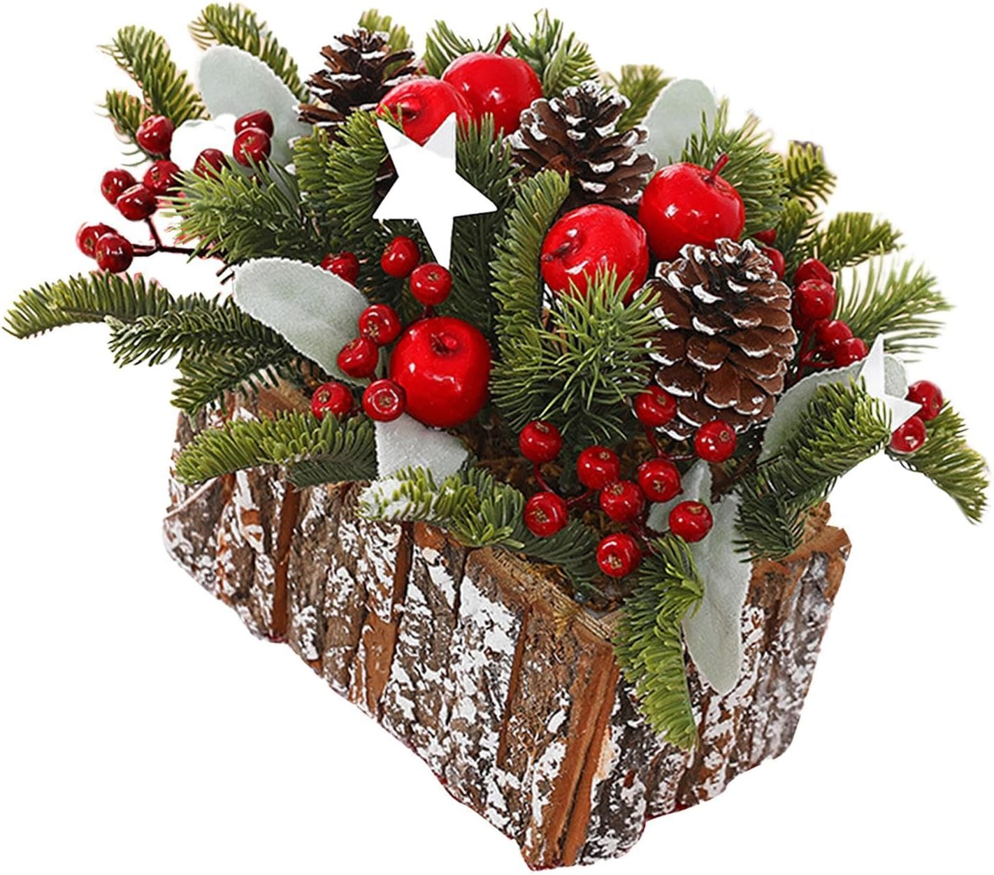 Christmas Centerpiece, Potted Christmas Tree, Christmas Table Decoration, Xmas Artificial Plants for Desk, Home Indoor, Red Fruit