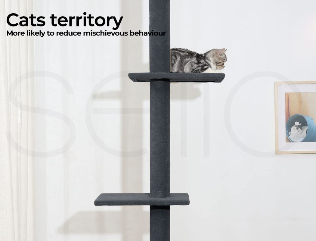 Pawz Scratching Post Furniture Condo Tower House High Ceiling Cat Tree Scratcher, Black - Brown image number 2