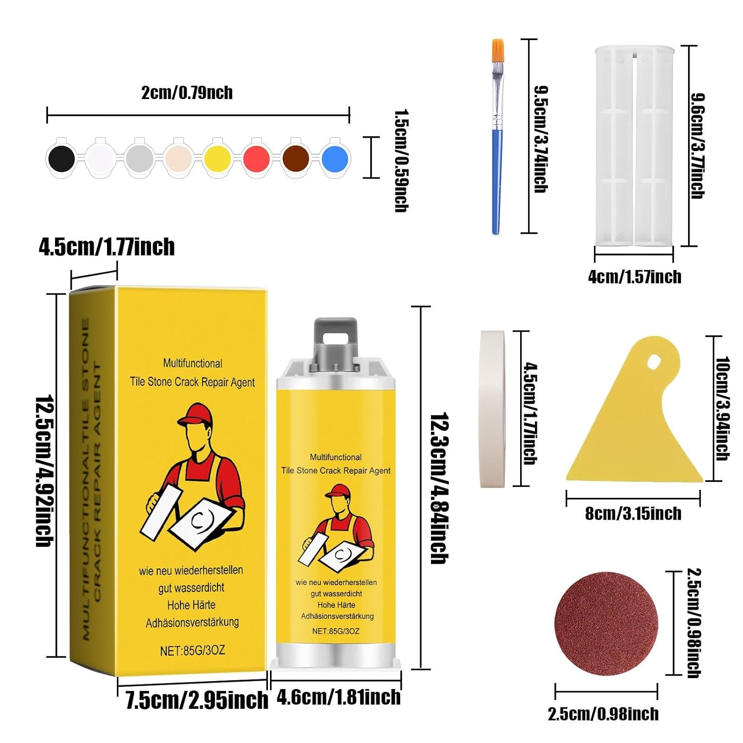 Marble Chip Repair Kit - Repair Adhesive Tile Filler,Strong Adhesion Cracked Tile Filler, Professional Adhesive Tile Repair for Tile Chips, Cracks & Scratches image number 3