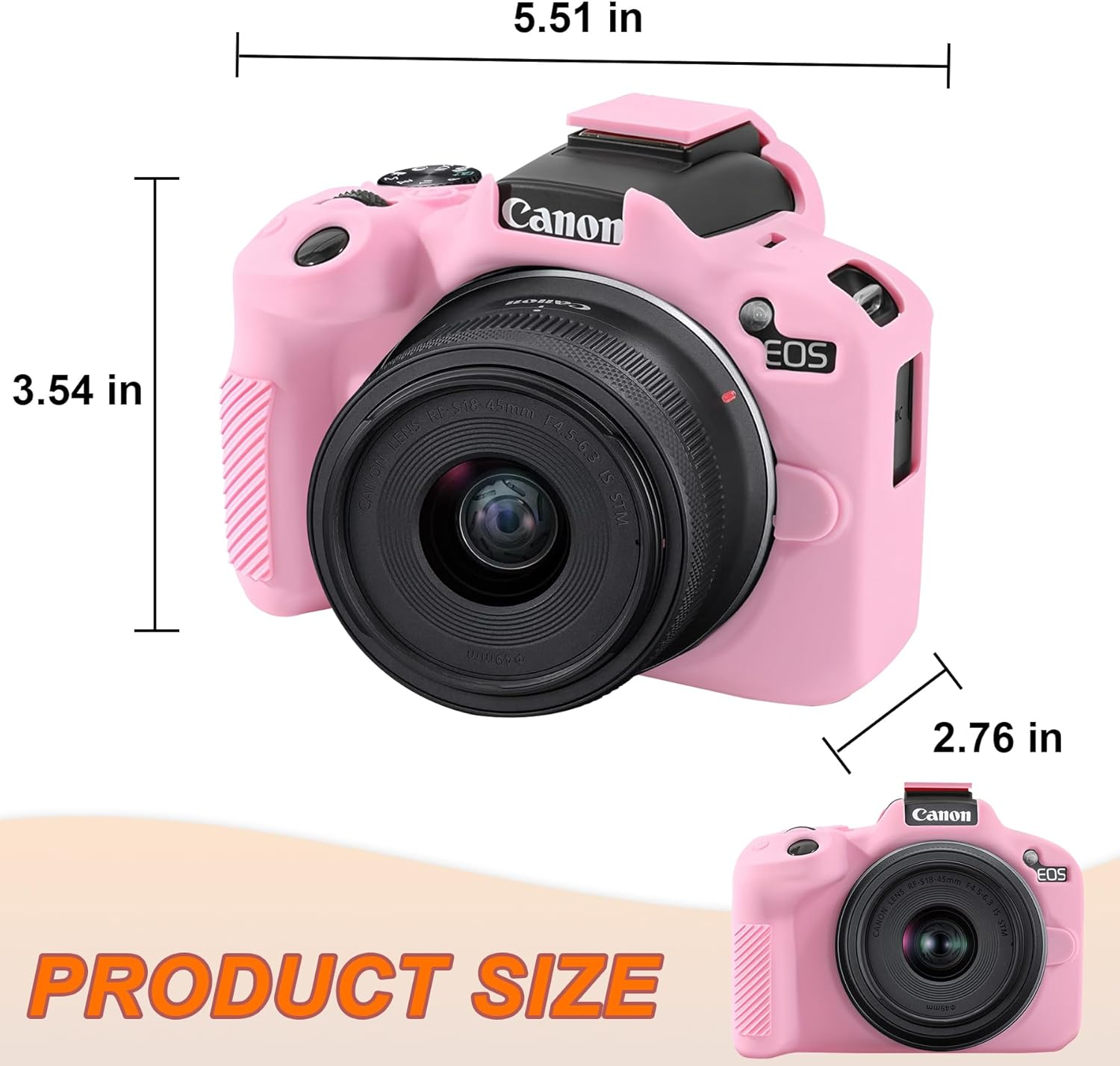 RAIALL Case for Canon EOS R50 Camera, Soft Silicone Protective Case for Canon EOS R50 EOSR50 Vlogging Camera, Lightweight EOS R50 Camera Case Cover Grip Body Skin, Pink