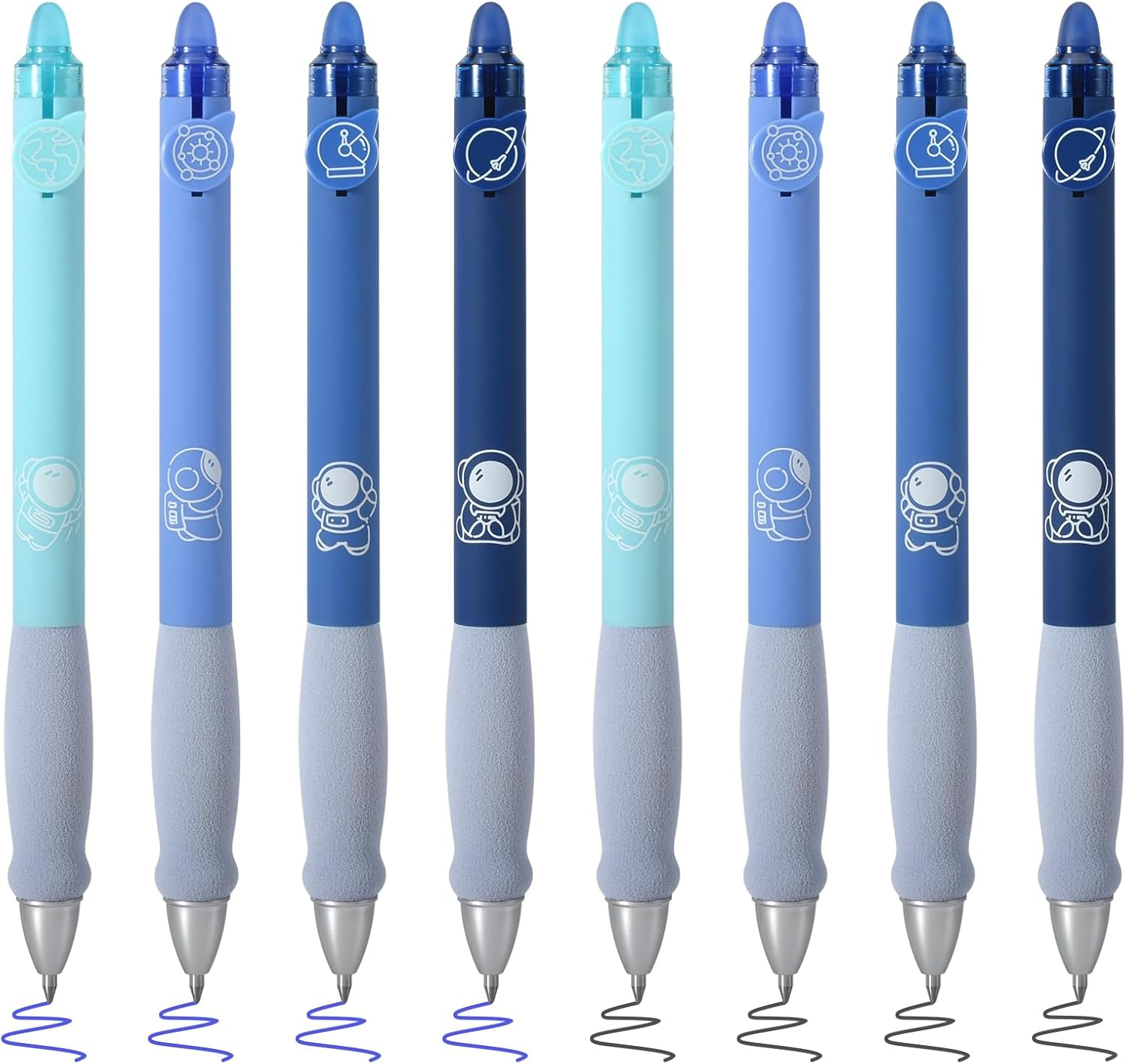 BAYTORY 8Pcs Cute Retractable Erasable Gel Pens, Blue and Black Ink Pen with Eraser Clear, Smooth Writing Comfortable to Use for Note Taking Marking Planner Crossword Puzzles (Blue)