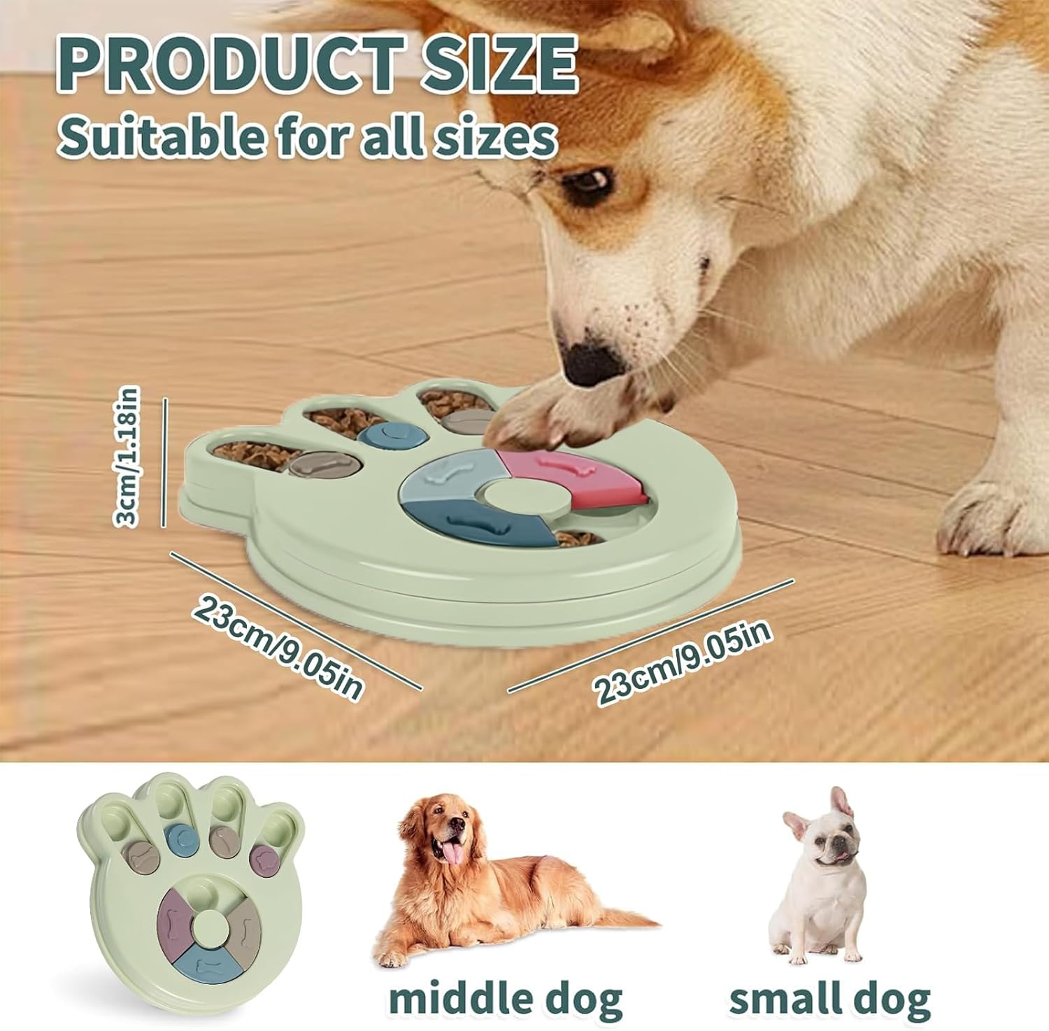 Slow Feeder Dog Bowl Pet Puzzles,Dogs Food Puzzle Feeder Toys for IQ Training & Mental Enrichment,Mental Stimulation, Aggressive Chewers Puppy Chew Toys(Green) image number 2
