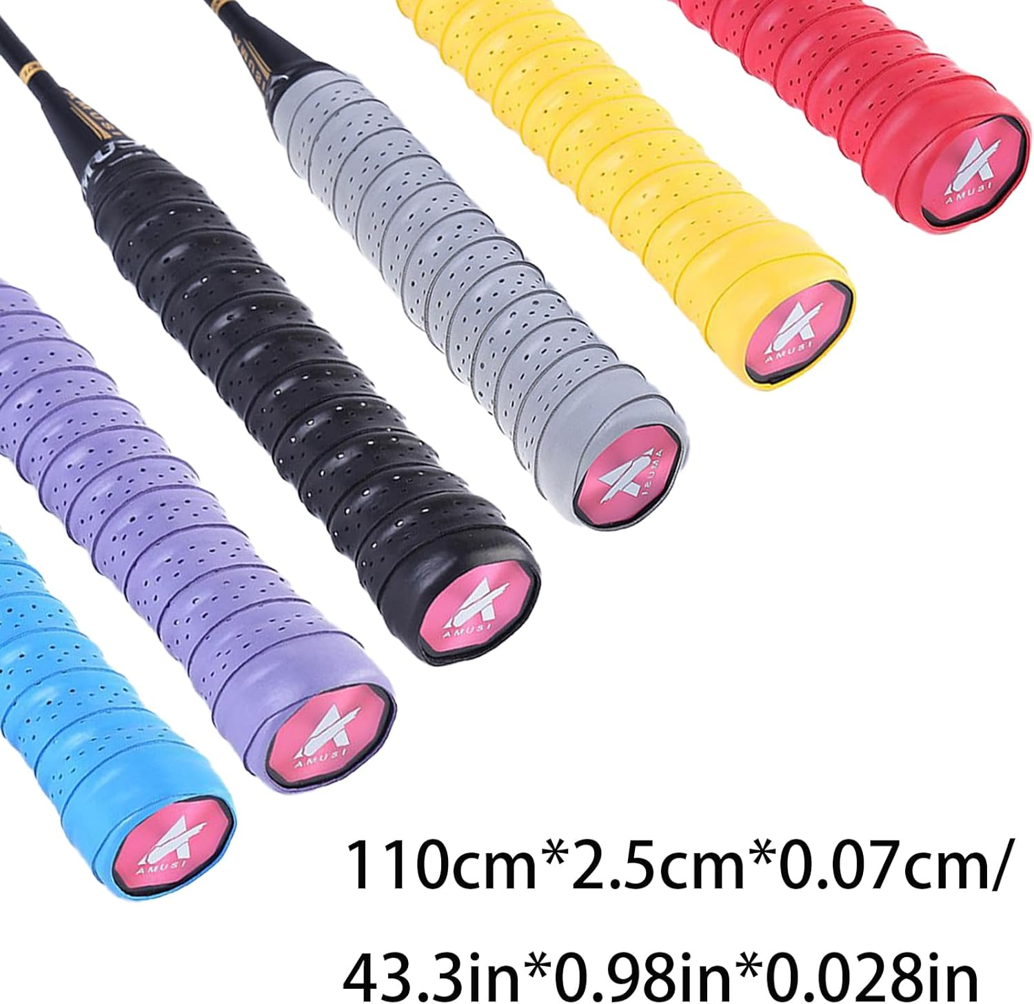 REGODI 12 Pcs Tennis Racket Grip Tapes along with Anti-Slip Pickleball Paddle Grip Bands - Colorful Racquet Replacement Grip Tapes for Tennis, Badminton and Pingpong image number 2