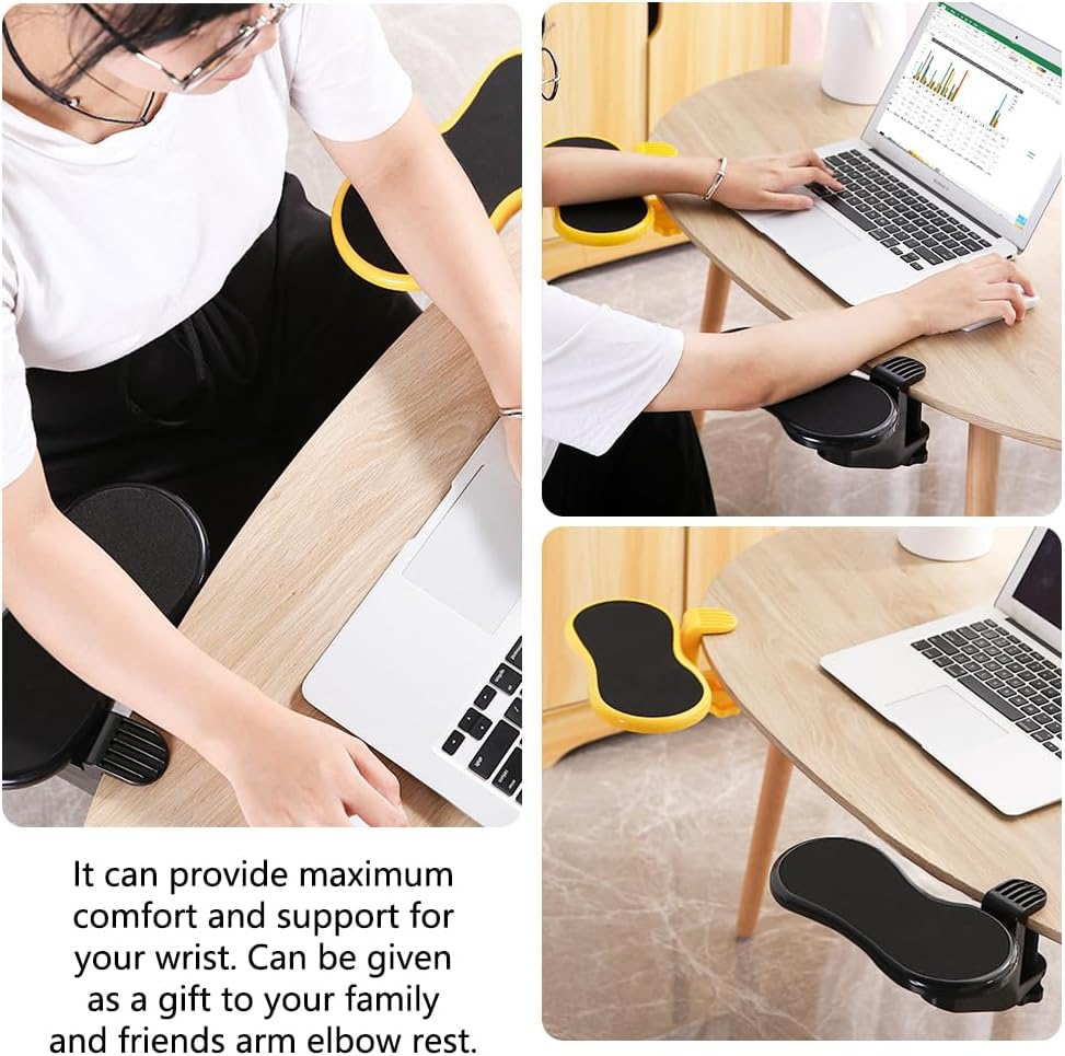 Computer Arm Rest for Desk, Adjustable Arm Rest Support for Computer Desk Ergonomics Rotating Armrest Support Extender, Keyboard Wrist Rest Pad with Mouse Wrist Rest for Office (Black)