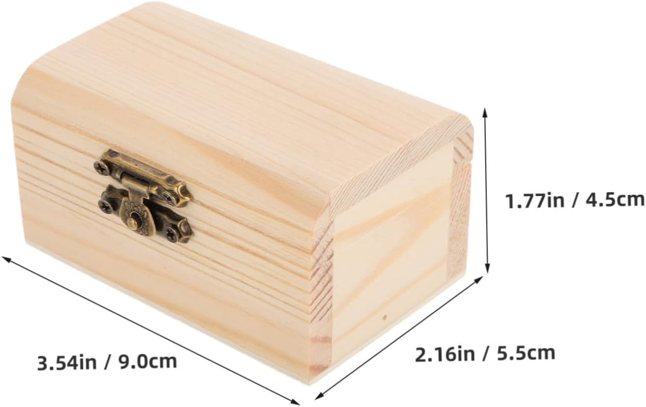 Angoily 12Pcs DIY Paintable Wooden Keepsake Chest Lock Small Unfinished Treasure Box Storage for Boys and Girls Crafts and Jewelry image number 4