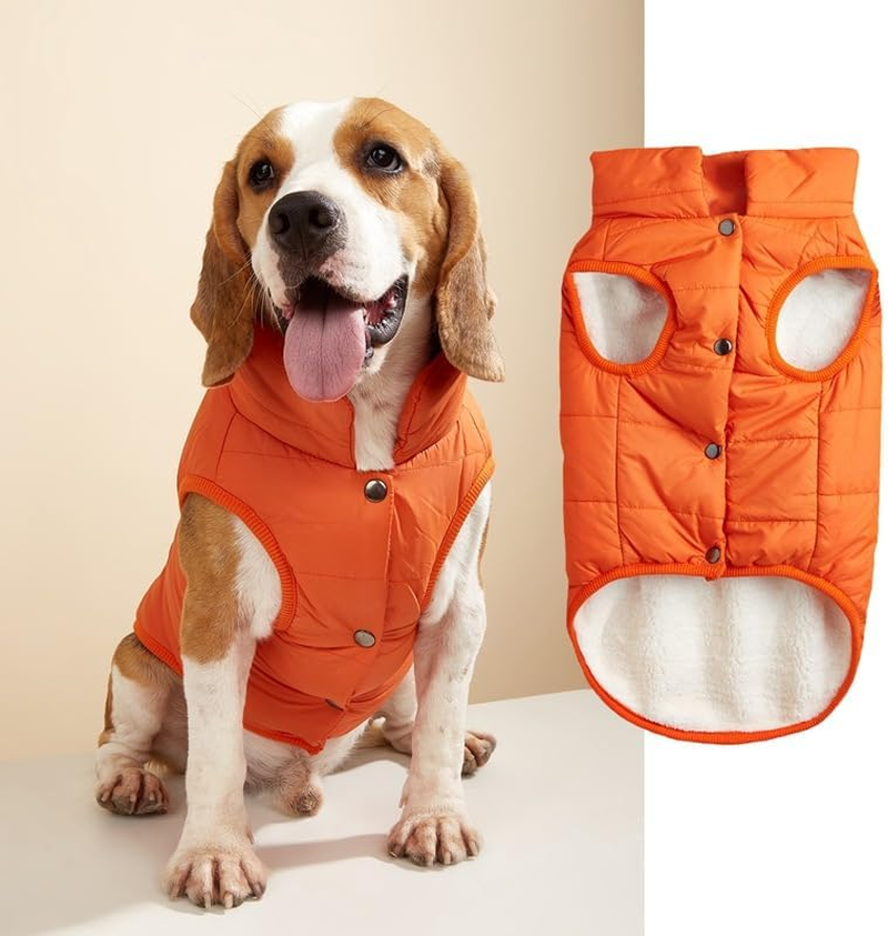 Dog Cosy Fleece Jacket Winter Lined Coat Clothes Warm Padded for Small Medium Large Dogs (Coffee, L)