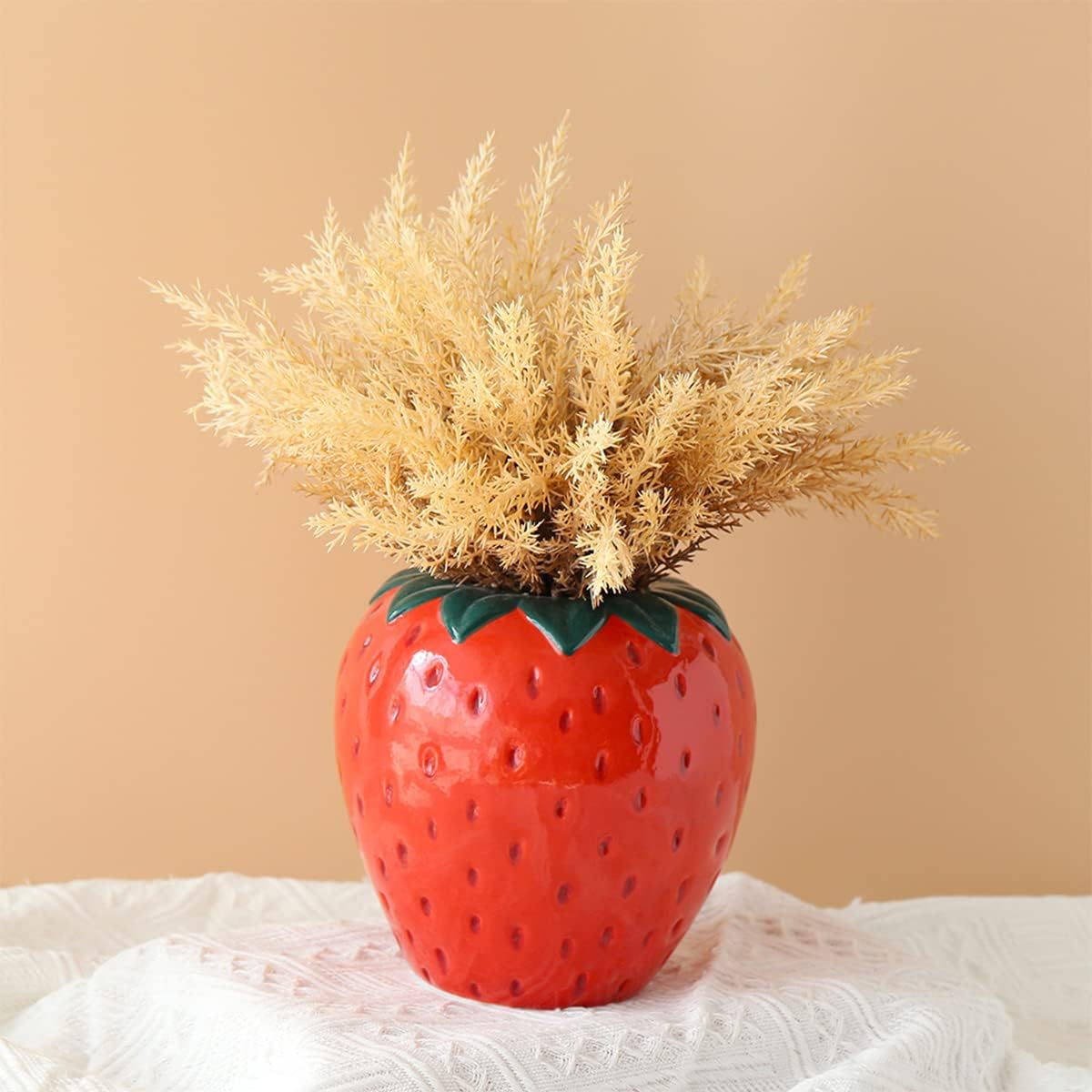Ceramic Vases Strawberry Decorative Flower Vase Strawberry Table Vase for Pampas Grass Flowers Dried Flowers Modern Vases for Table Decoration Wedding Tulip Vase 15 X 15 X 15 Cm image number 6