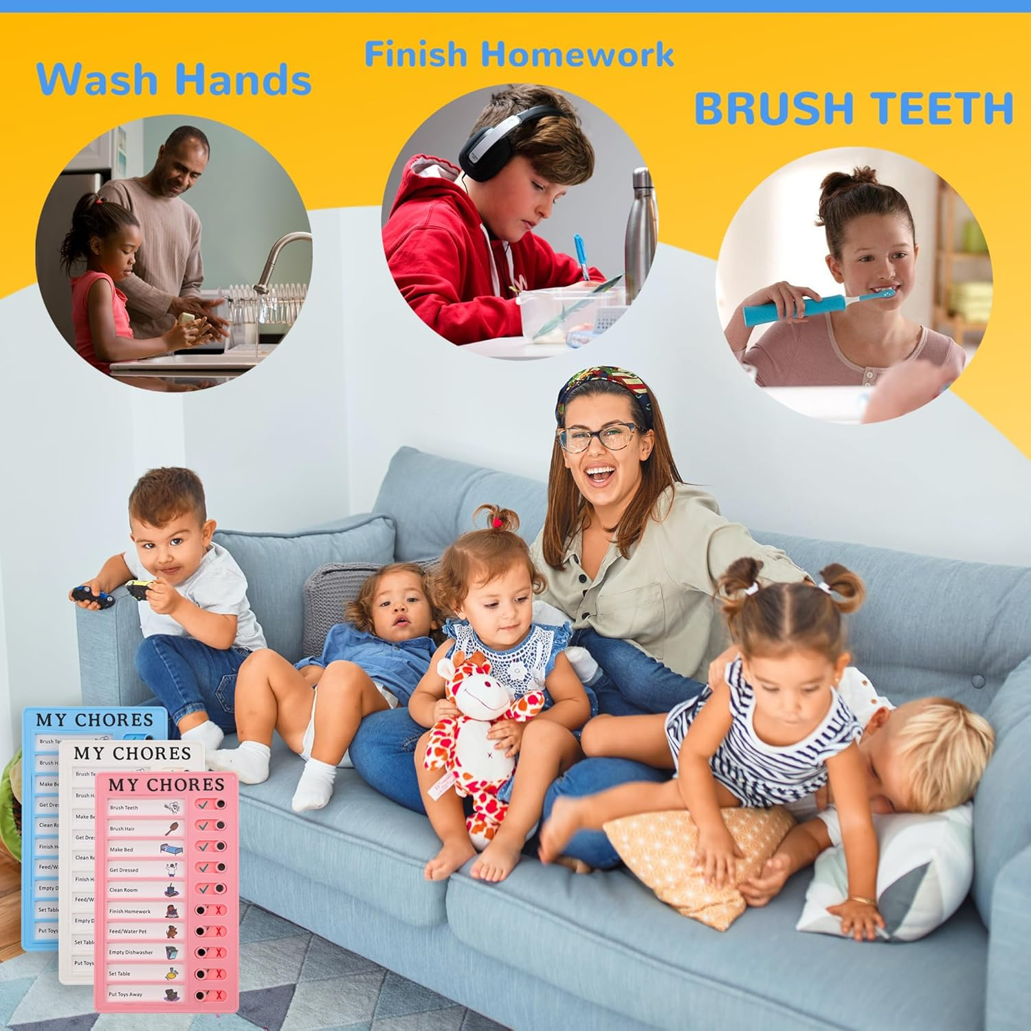 Pink Time Manager Replaceable Self-Discipline Housekeeping Chart Reminder Schedule Chore List Plastic Daily Habit Portable Detachable 2Pcs Blanket image number 3