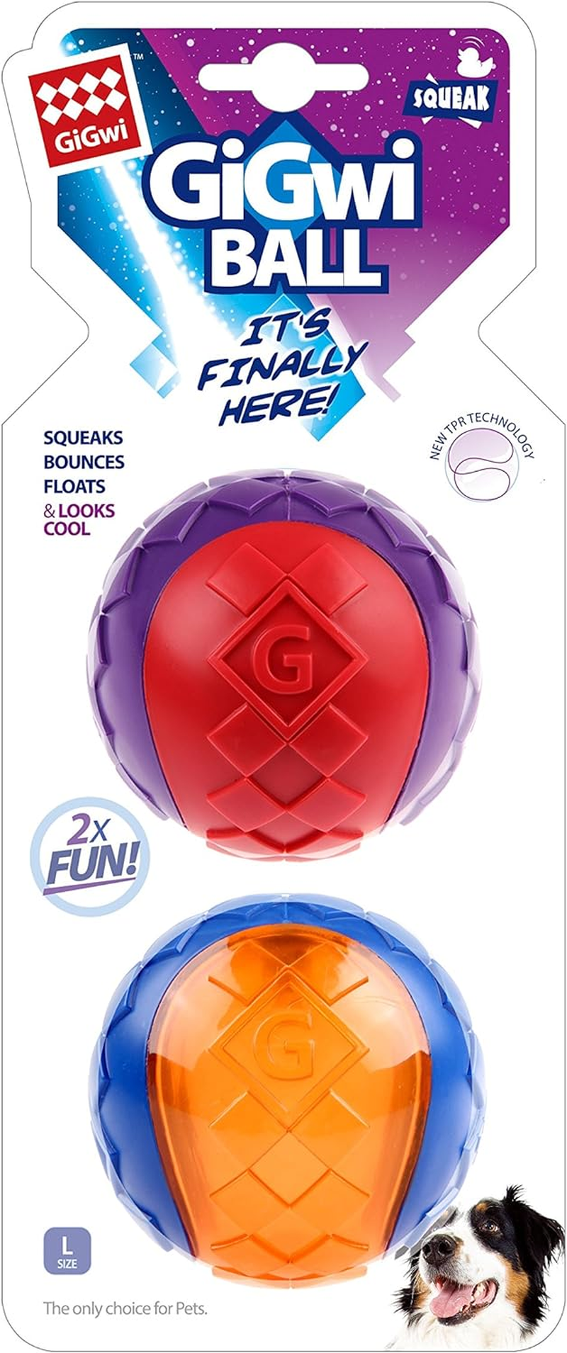 Gigwi Squeaker Ball Dog Toy, 2 Count, Large image number 5
