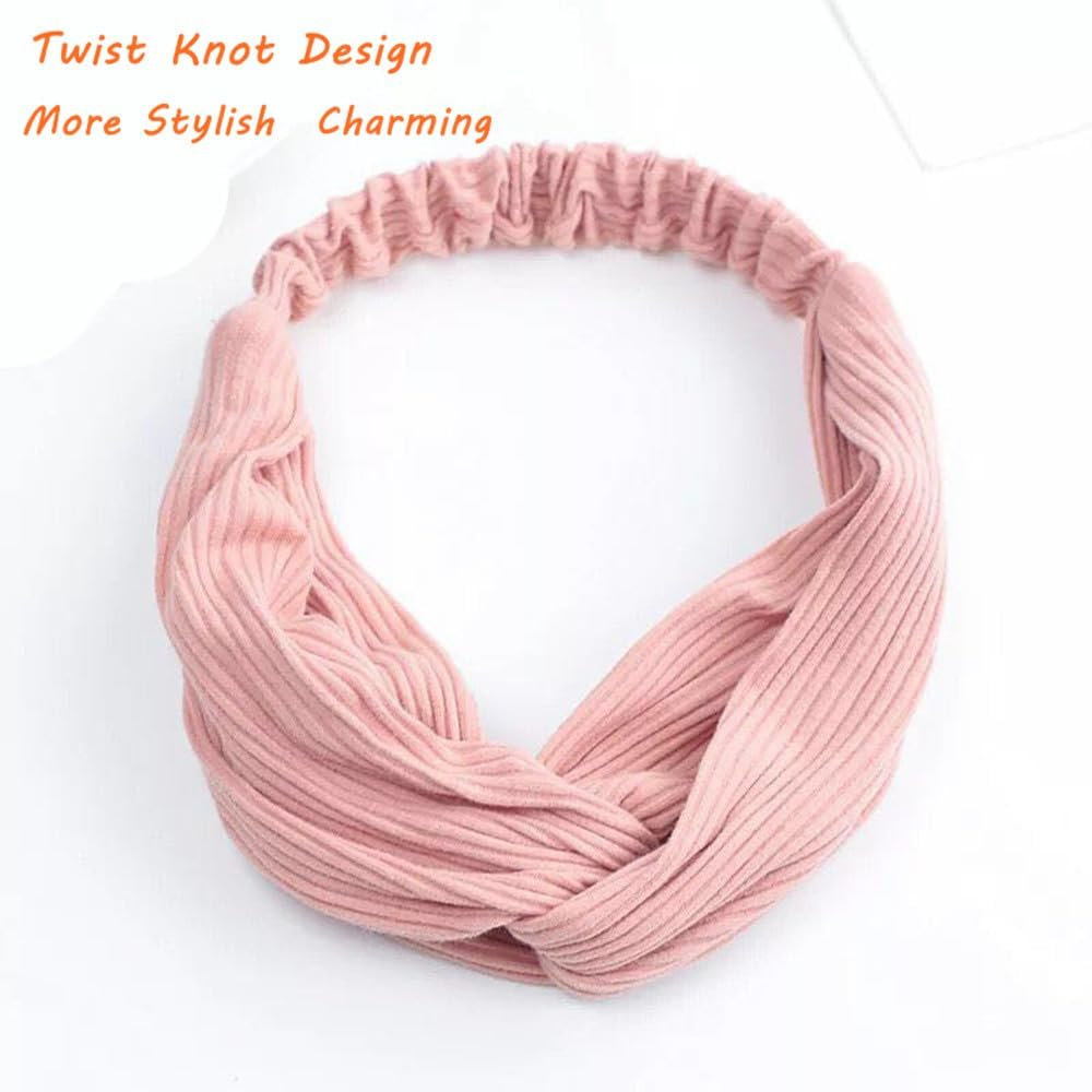 10 Pcs Headbands for Women Twist Knotted Women Head Bands Boho Stretchy Hair Bands Non Slip for Girls, Criss Cross Turban Plain Headwrap Yoga Workout Vintage Hair Accessories image number 1