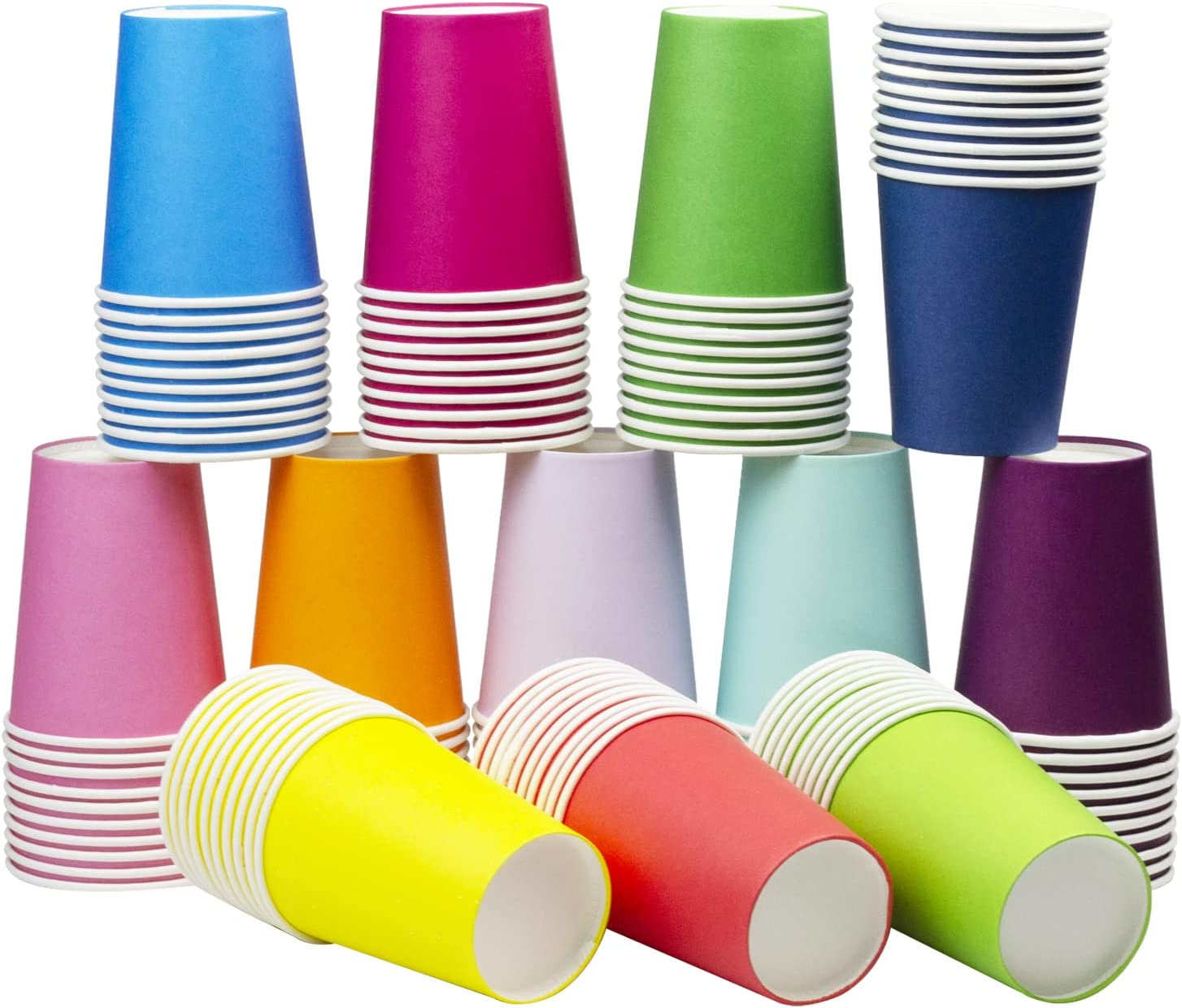 Yuxitia 60Pcs DIY Paper Cups, Multicolor Paper Cups for Wedding Party Picnic BBQ Travel and Event (8 Ounce,60 Count)