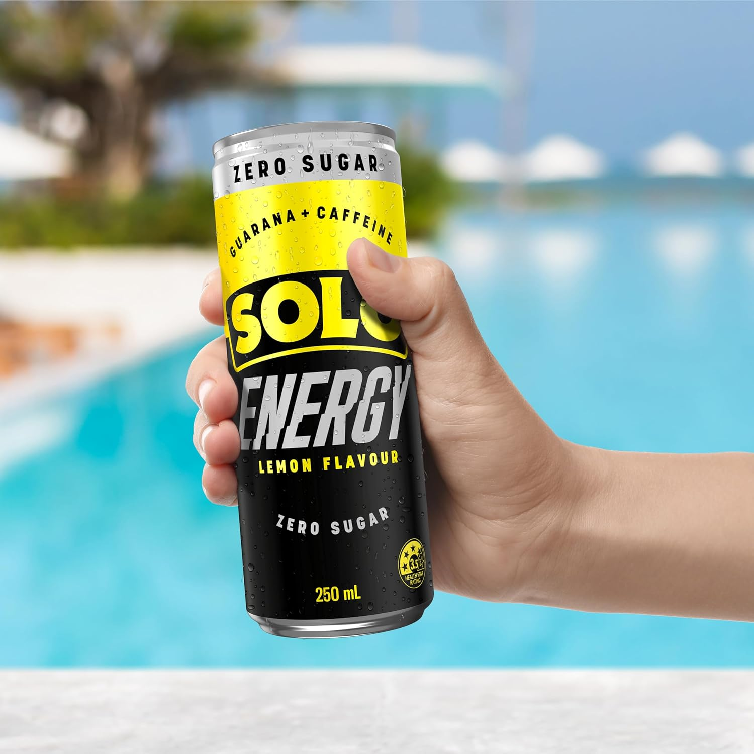 Solo Energy Zero Sugar Lemon Flavoured Drink Can 250 Ml (Pack of 24)
