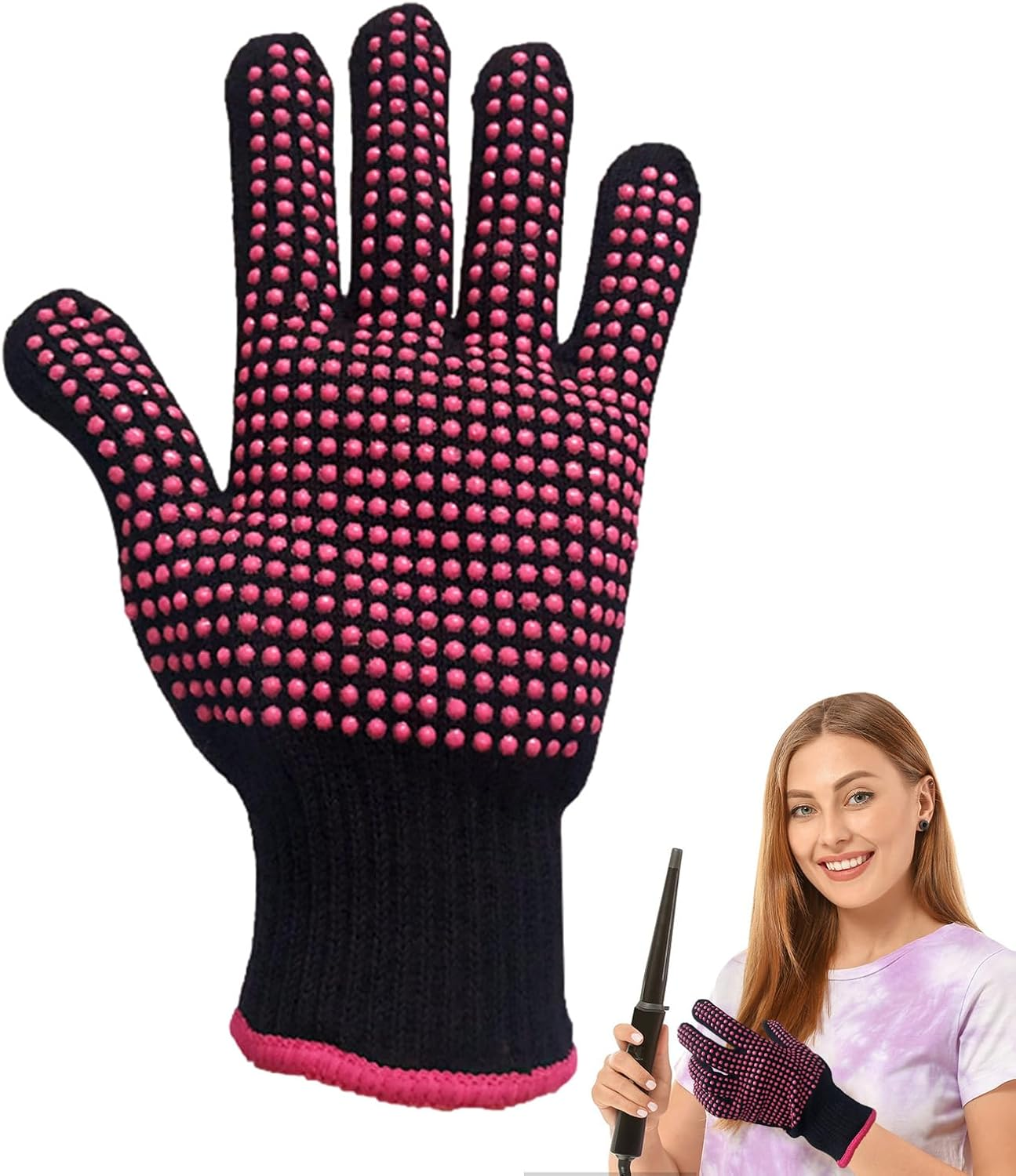 Thermal Styling Gloves, Heat Proof Gloves | Non-Slip Grip Texture, Fireproof Mitt Handling for Safe Hair Tools and Full Hand Coverage with Comfortable Protection and Comfortable Protection During