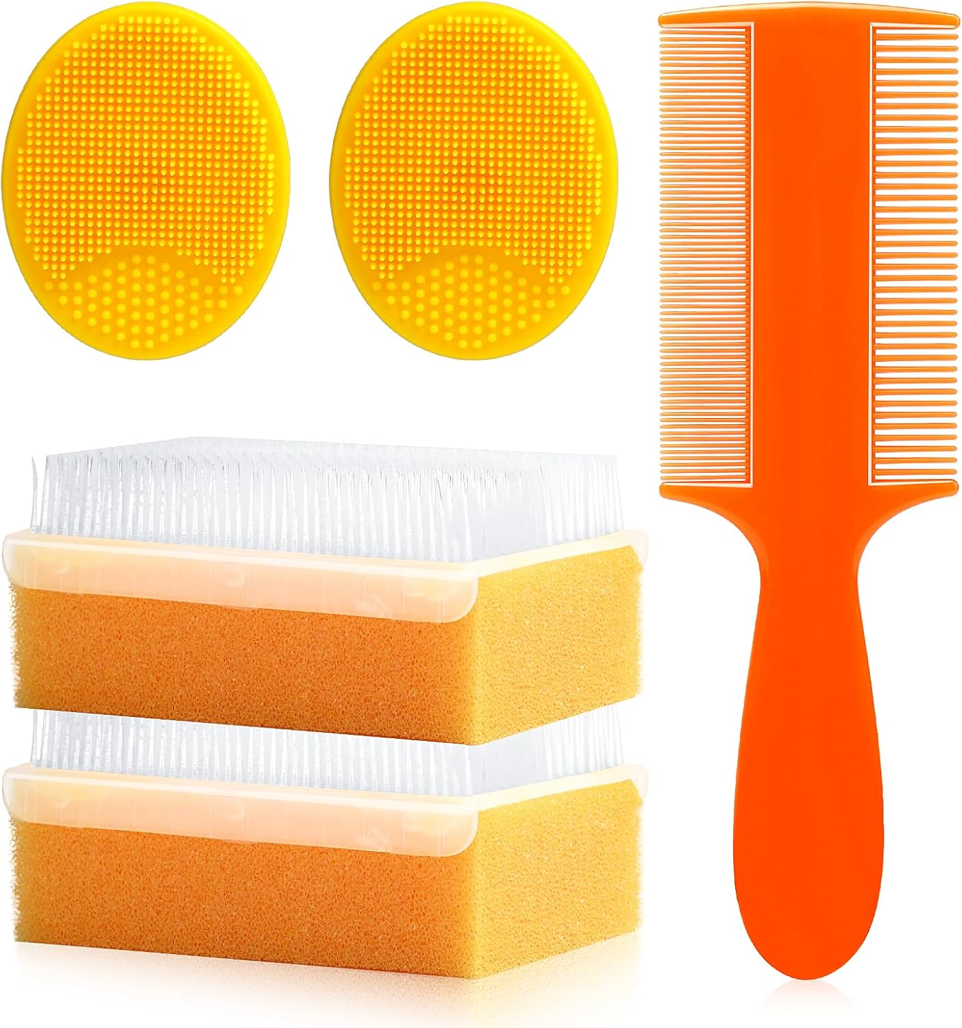 Cradle Cap Brush for Babies, 5Pcs Cradle Cap Treatment Set with Soft Bristle Brushes Silicone Scrubber Long Comb for Newborn Bathing Essentials Baby Brush and Comb Set (White)