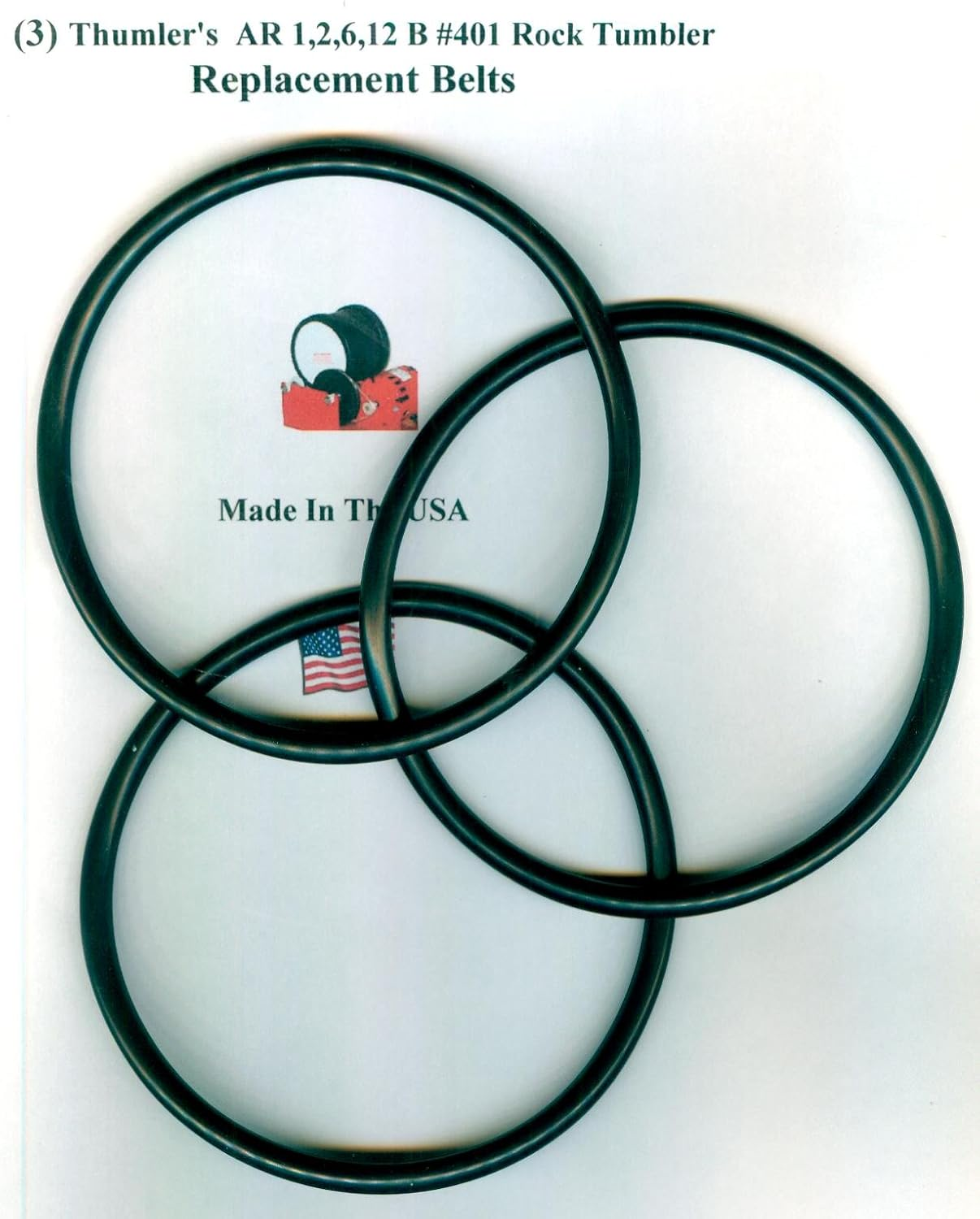 Rockhound'S First Choice Replacement Thumler Belts - 3 Pack - Black - Solid - Manual - round - 15 Year Shelf Life - Made in the USA image number 1