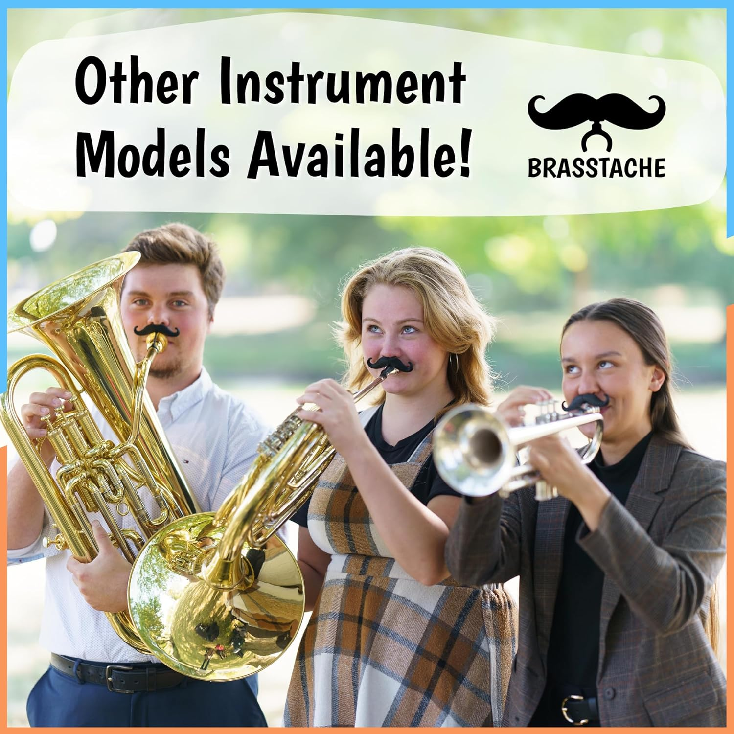 Brasstache the Original Flute-Stache 2.0 - Clip-On Mustache for Flute, XL and Handlebar Combo Version image number 2