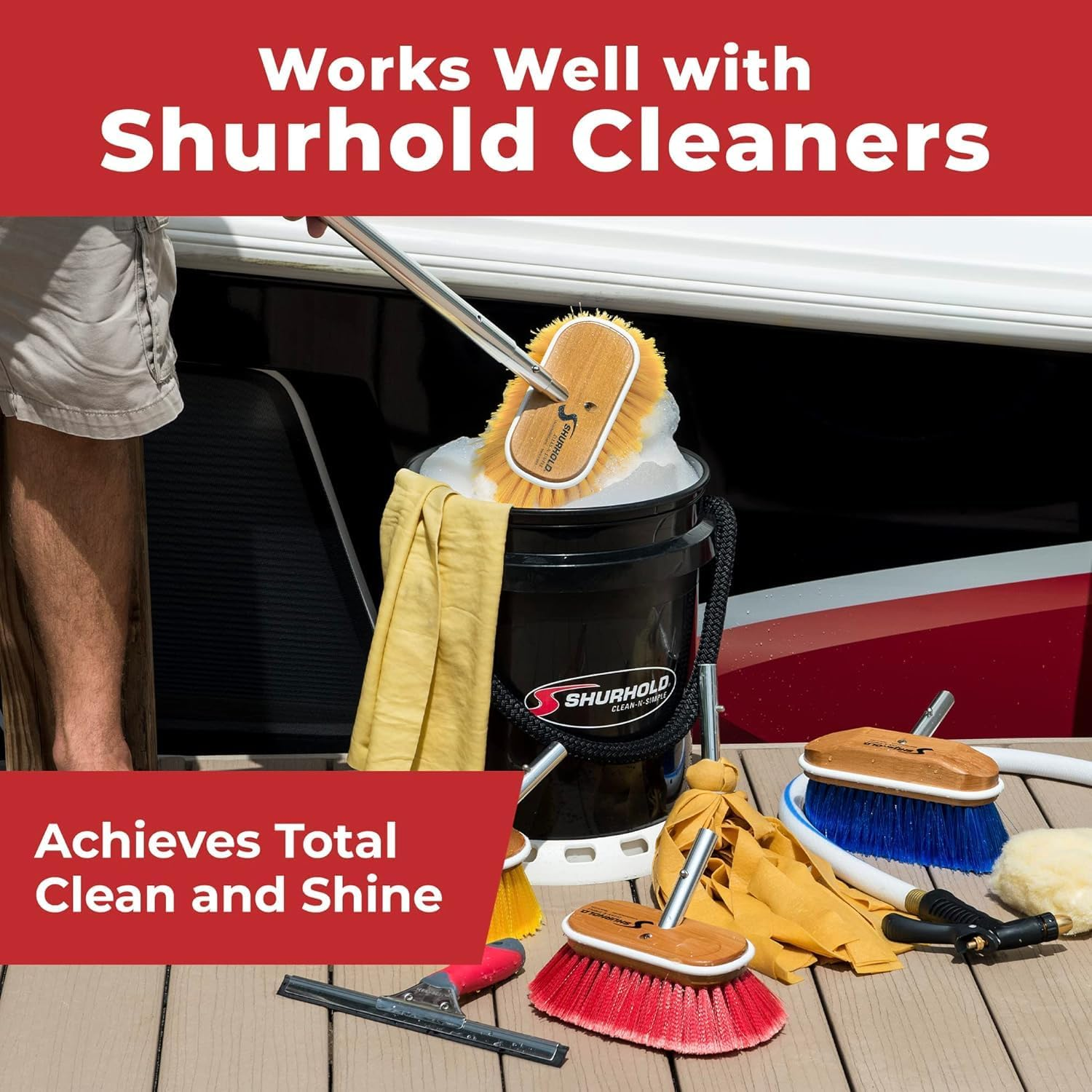 Shurhold 960 6" Deck Brush with Soft Yellow Polystyrene Bristles