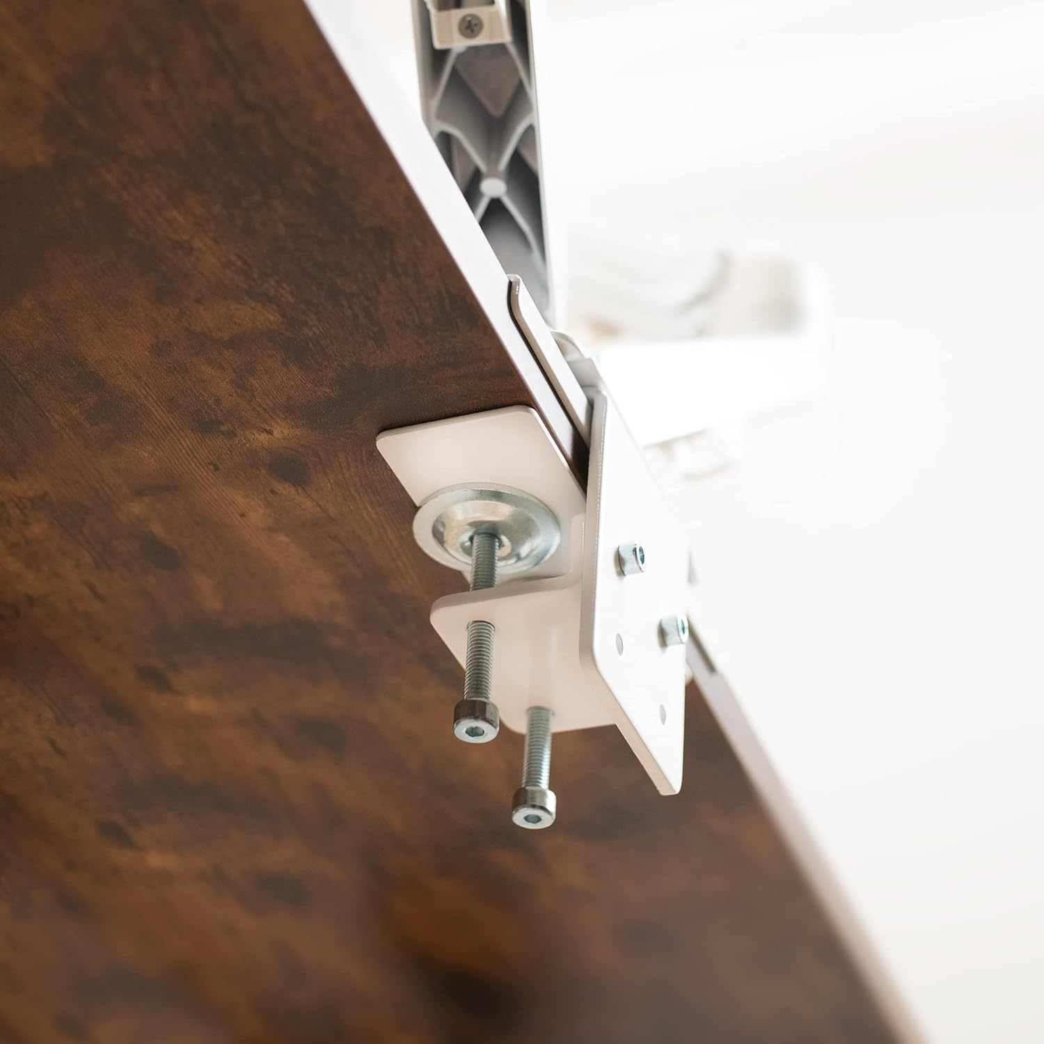 VIVO Steel Reinforcement Bracket Mount Plate for Thin, Glass, and Other Fragile Table Tops, Clamp Compatible with Most Monitor Stand C-Clamp Installations, White, STAND-AC01RW image number 3