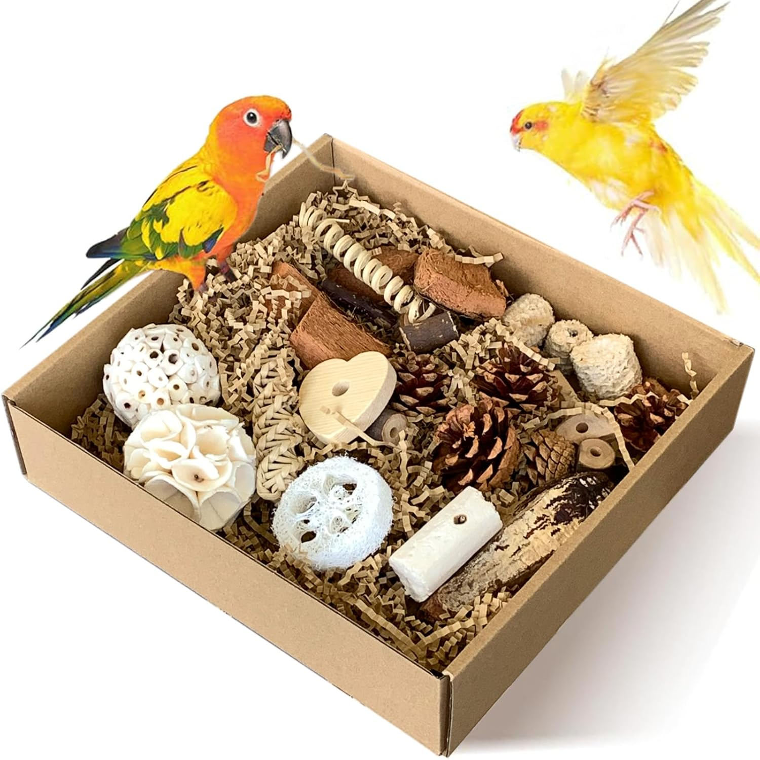 Bird Foraging Shredding Toys Box, Birds Natural Interactive Chew and Forage Toy for Parakeets, Parrot, Cockatiels, Conures, Lovebirds image number 4