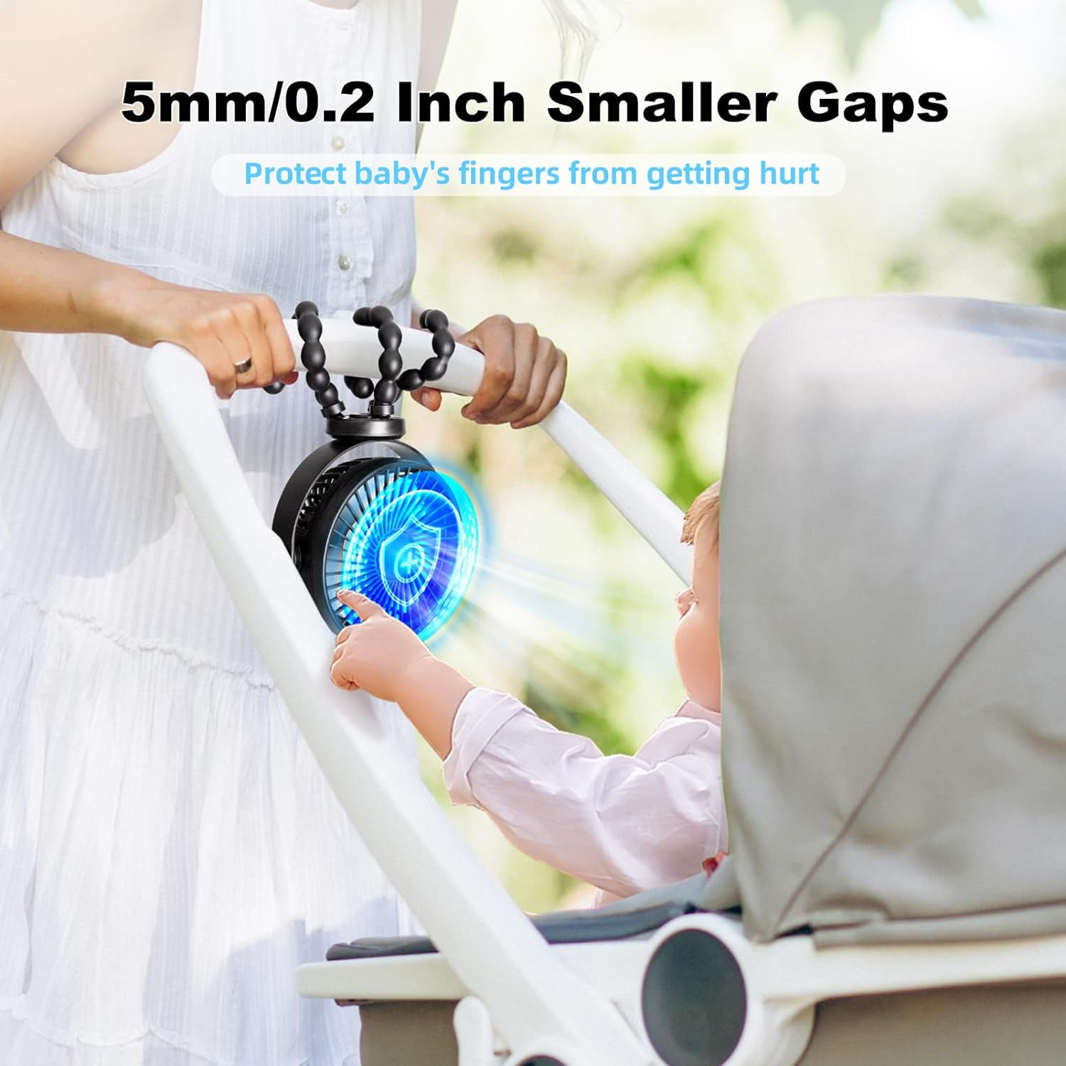 Portable Stroller Fan, Battery Operated Small Clip On, 360&deg; Rotate Flexible Tripod, Detachable 3 Speed Rechargeable Baby Handheld USB Desk Cooling for Bedroom Car Seat Crib Treadmill Travel Camping image number 4