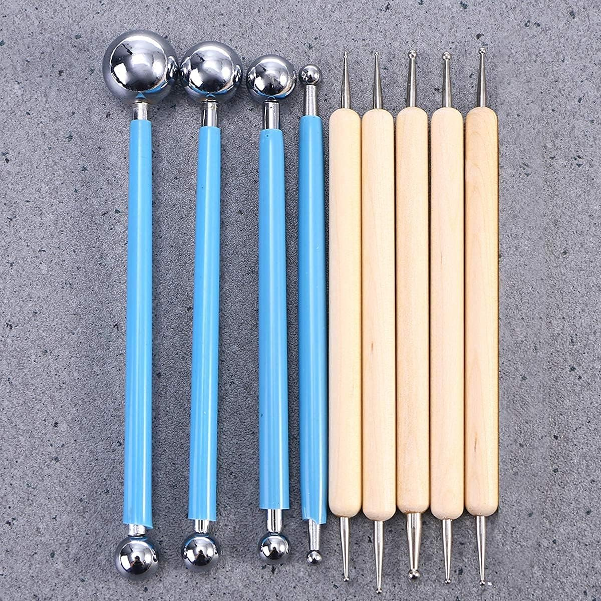 Es&sup3;Kube Nail Art Tool Set, Ball and Wooden Dotting Embossing Stylus for Nail Art - Set of 9 Pieces image number 1