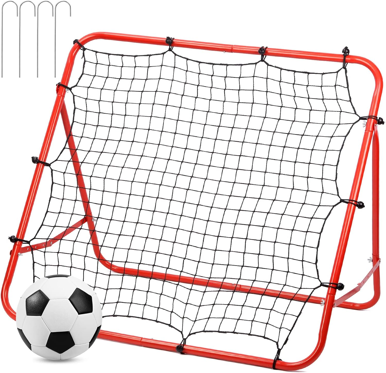 51Pcs Soccer Training Net, 40" X 40" Soccer Goal Net with Adjustable Angle Ball Bounce Back Net Portable Soccer Football Goal Trainer for Backyard Practice Training image number 5