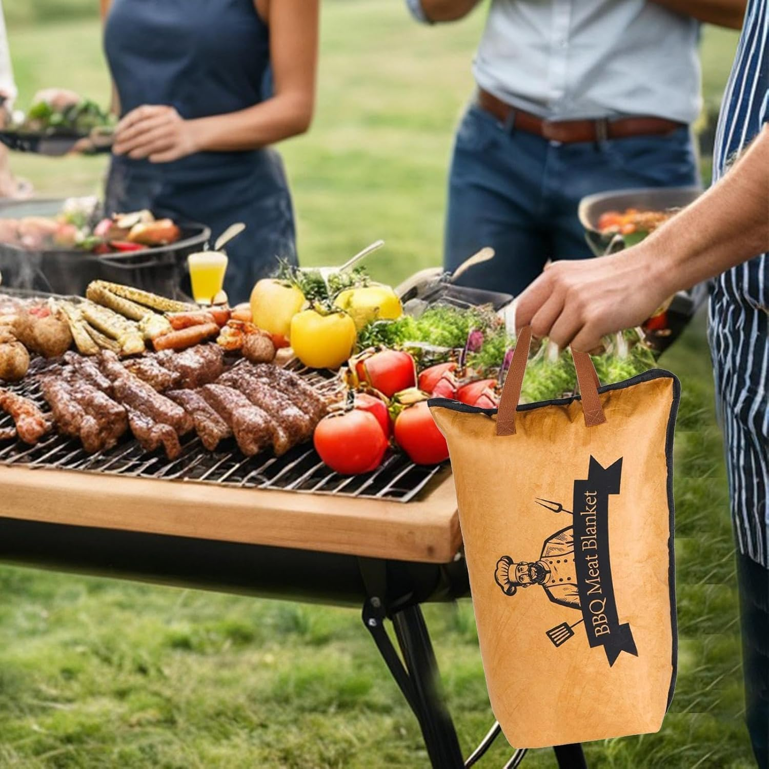 BEANPRECOY BBQ Blanket for Resting Meat Compatible with Traeger Smoker Grill Reusable Pellet Smoker Meat Insulated Resting Bag with Wide Mouth for Large Brisket/Beef Gifts for Men Him Dad image number 1