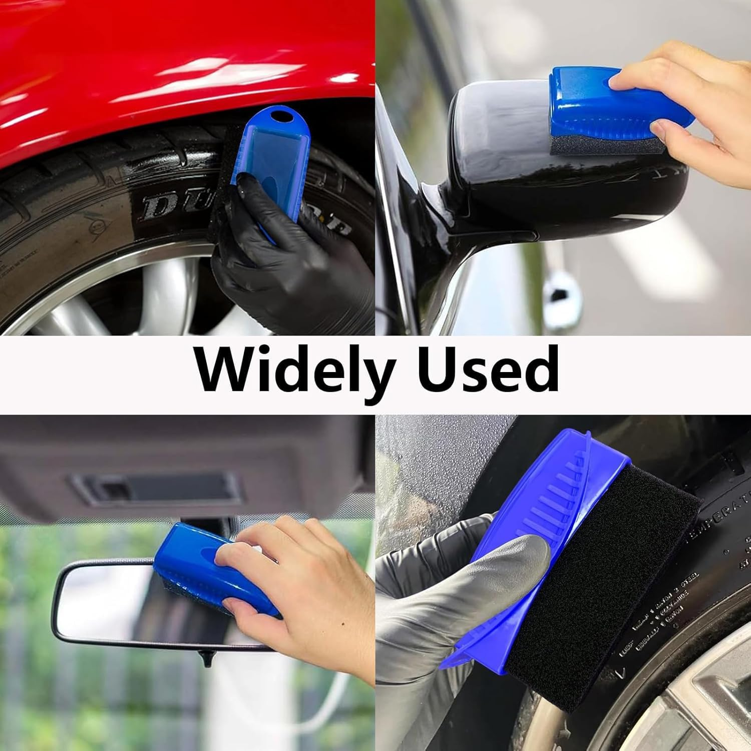 2 Pcs Car Wheel Waxing Sponge Tire Shine Applicator, Tire Dressing Applicator, Car Tire Shine Applicator Tire Shine Sponge Pad, Reusable Tire Polish Applicator (Blue) - Black image number 7