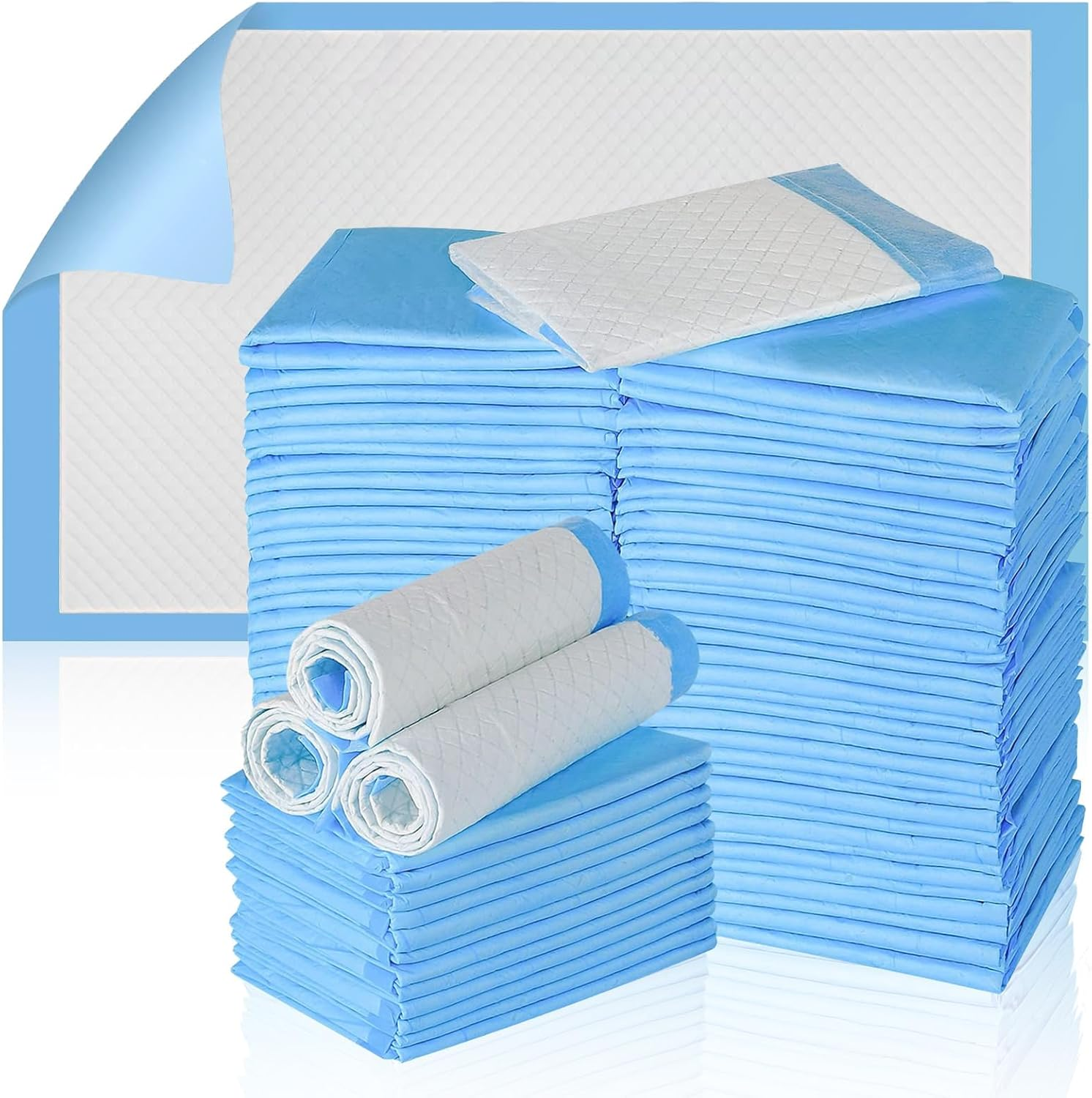 100PCS 45 X33Cm Disposable Urine Pads Baby Diaper Changing Pads with Absorbent Leakproof Quick Drying Features Breathable Underpads Bed Table Protector Mat image number 2