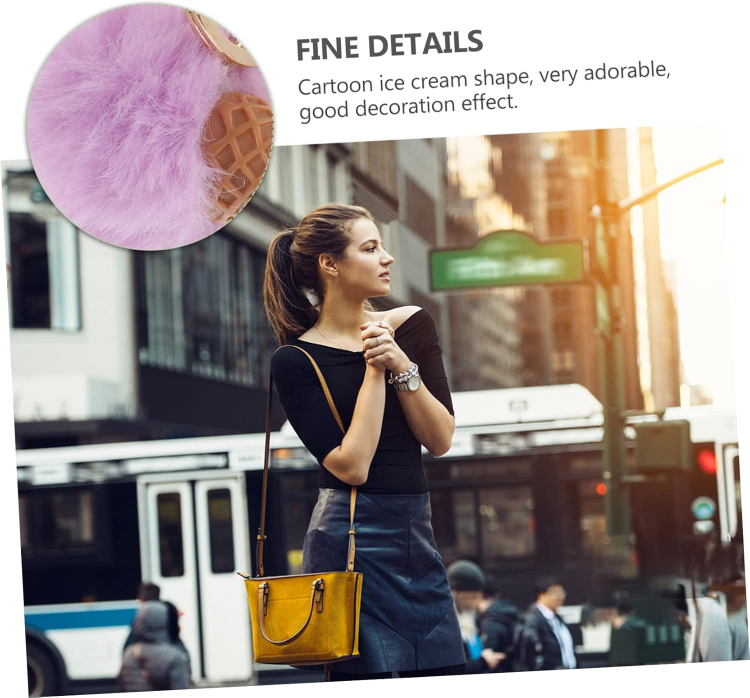 WESIEVYA 3Pcs Adorable Plush Ice Cream Keychain Cute Keyring for Keys Bags Backpacks Hanging Pendants for Women and Boys and Girls