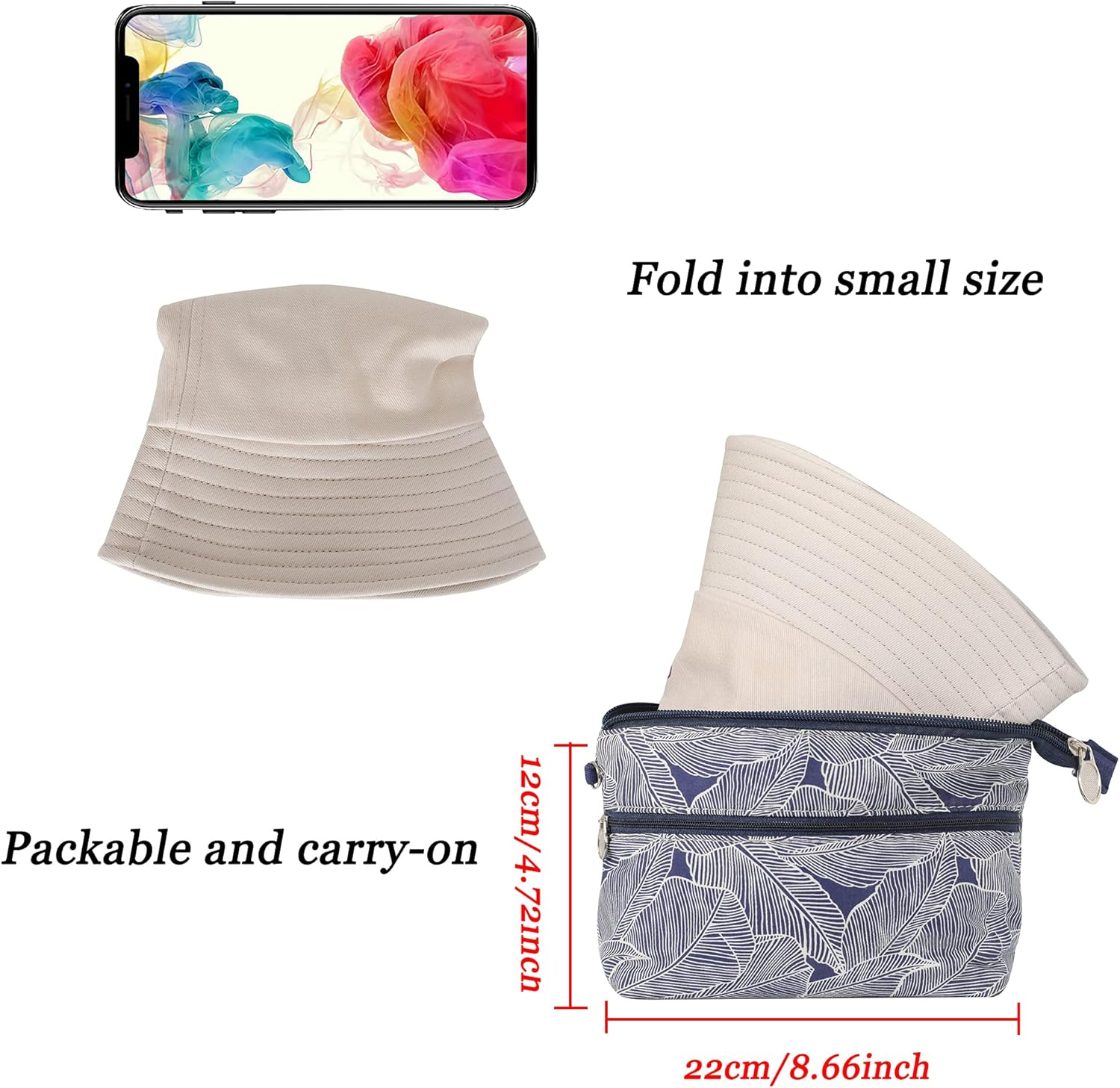 ZLYC Unisex Travel Lovely Print Bucket Hats Cute Outdoor Fishmen Cap image number 6