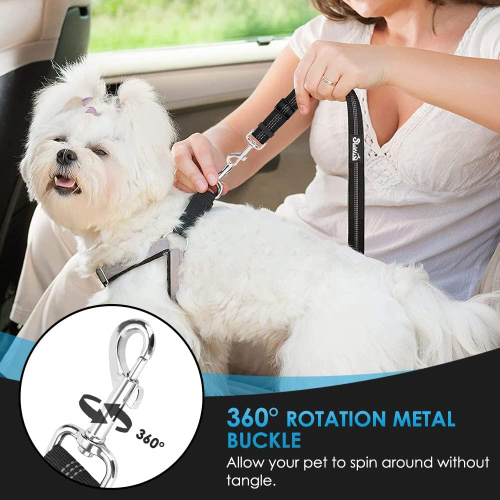 Slowton 2 in 1 Dog Seatbelts for Cars, 2 Pack Pet Car Seat Belt Headrest Restraint Puppy Safety Adjustable Dog Car with Anti-Shock Elastic Bungee Buffer for Vehicles(Black, 2 Pack) image number 1