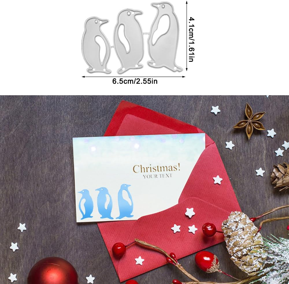 AFUNTA Cutting Dies for Card Making, Polar Bear Elk Christmas Metal Cutting Dies Wolf Penguins Card Making Accessories DIY Cutting Dies for Scrapbooking 4 Pieces image number 6