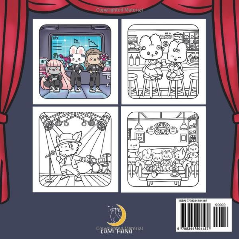 Paws in Hollywood: Cute and Cozy Coloring Book for Adults and Teens Featuring Adorable Animal Characters in Hollywood Parody Scenes for Relaxation image number 1