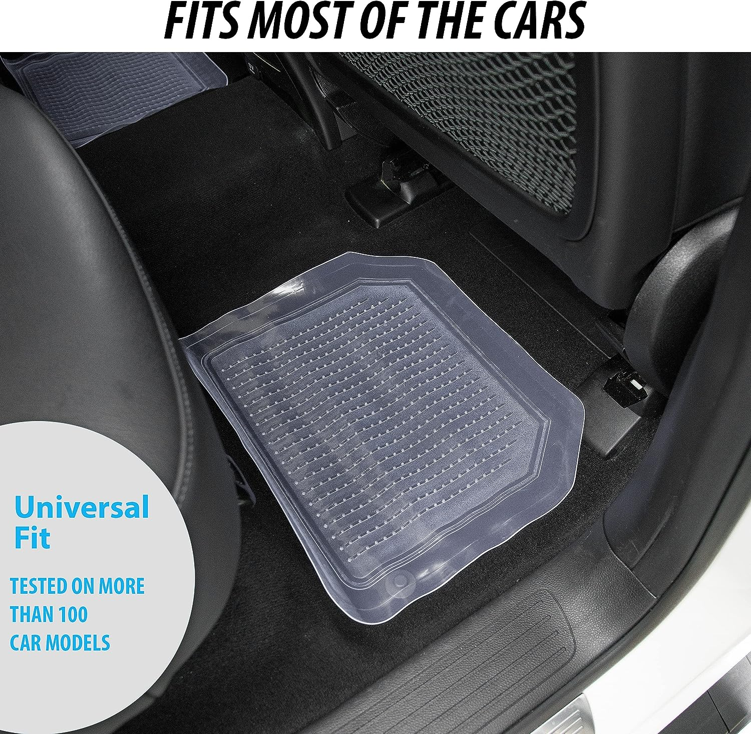 Zonetech All Weather Full Rubber Clear Car Interior Floor Mats - 4-Piece Set Clear Heavy Duty Car Interior Floor Mats image number 1