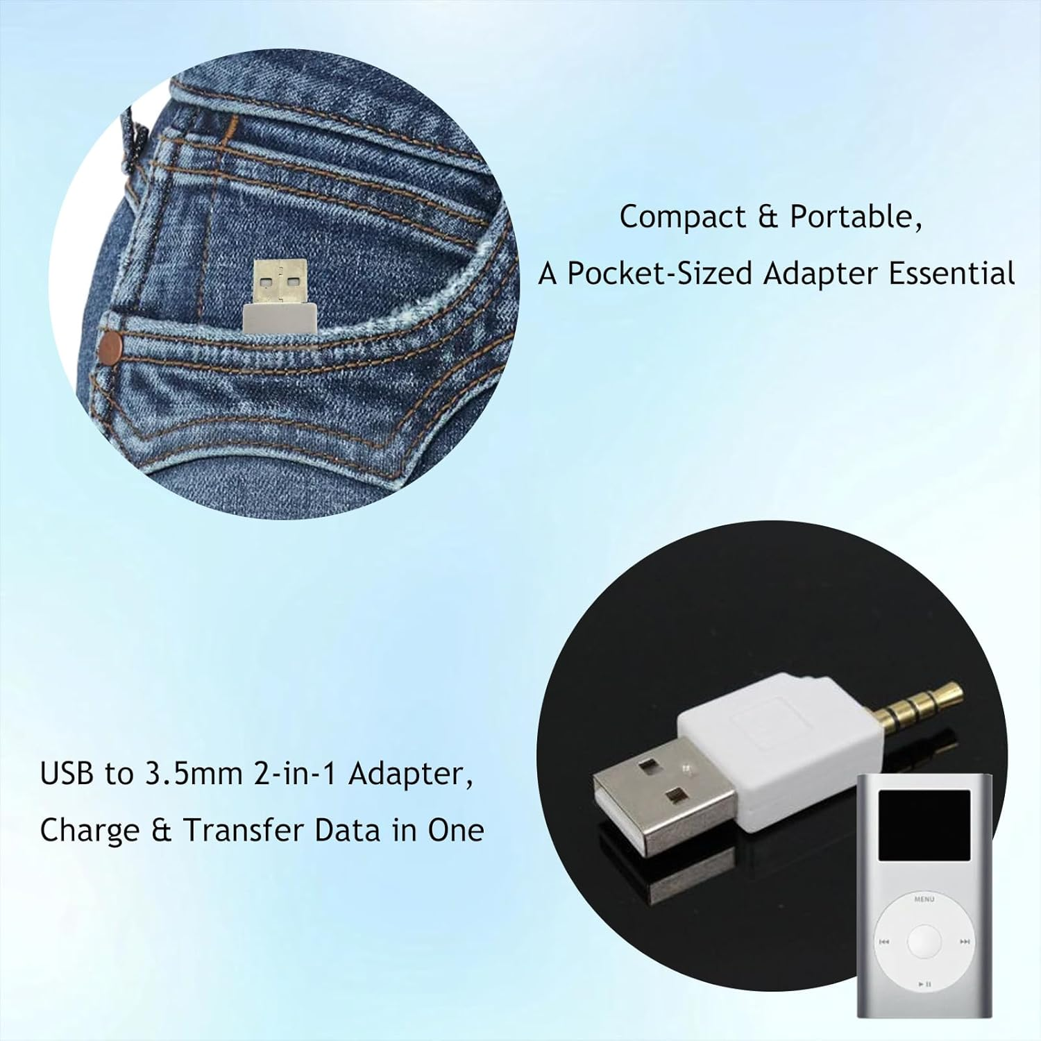 Generic USB Data Sync Charger Cable for Apple Ipod Shuffle 1St 2Nd Gen Generation White Color Charging and Data Transfer Cable for Ipod Devices image number 6