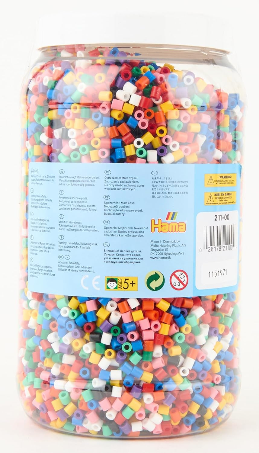 HAMA Bead Tub &ndash; 13,000 Bold Colour Beads | Large 5Mm Iron-On Fuse Beads for Kids Arts & Crafts | Creative DIY Kit for Fine Motor Skills & Learning Colours | Ages 5+