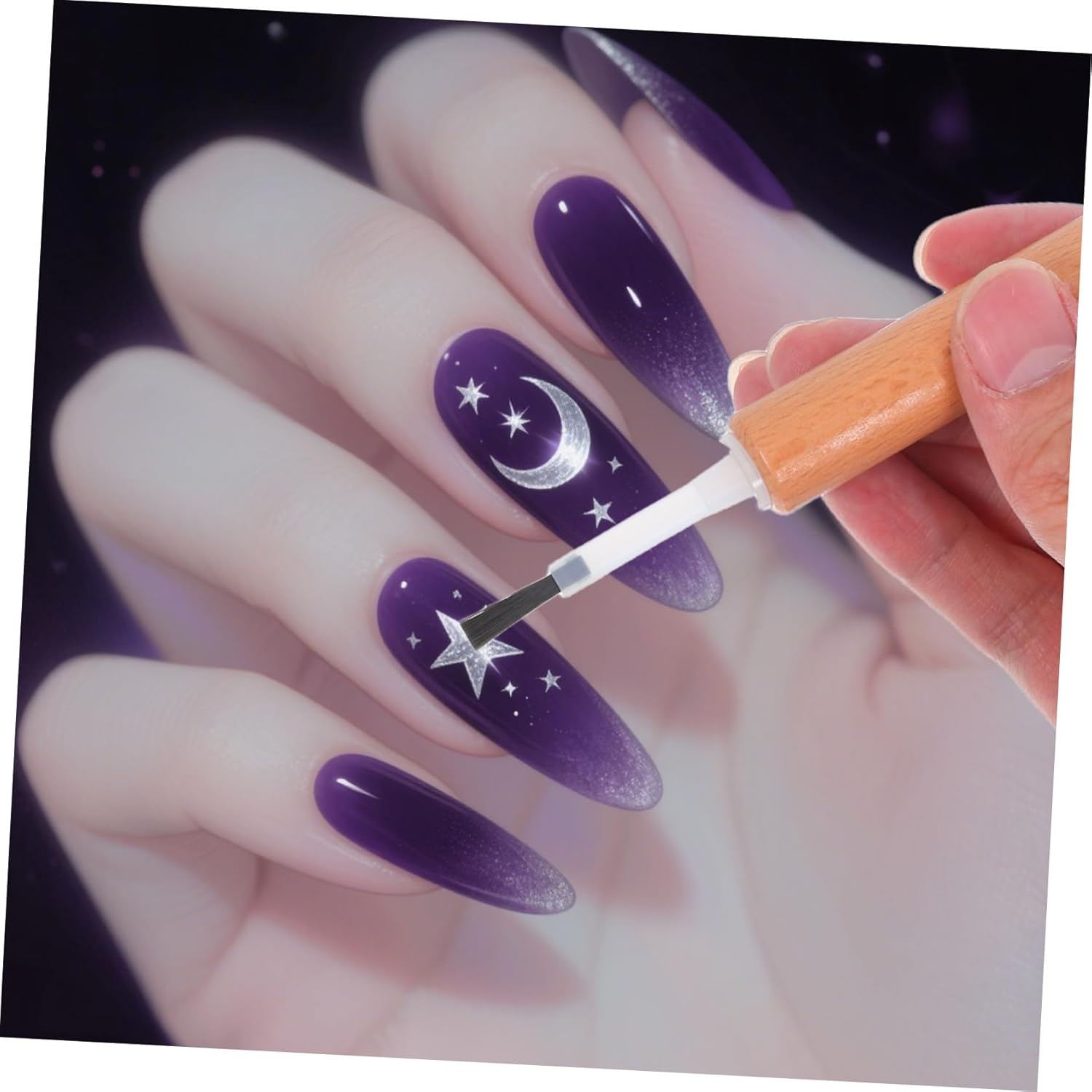 DECHOUS Durable Nail Art Brush Set with Solid Wood Handles Double Ended Detailing Nail Brushes Suitable for Home and Salon Use for Beginners and Professionals image number 4