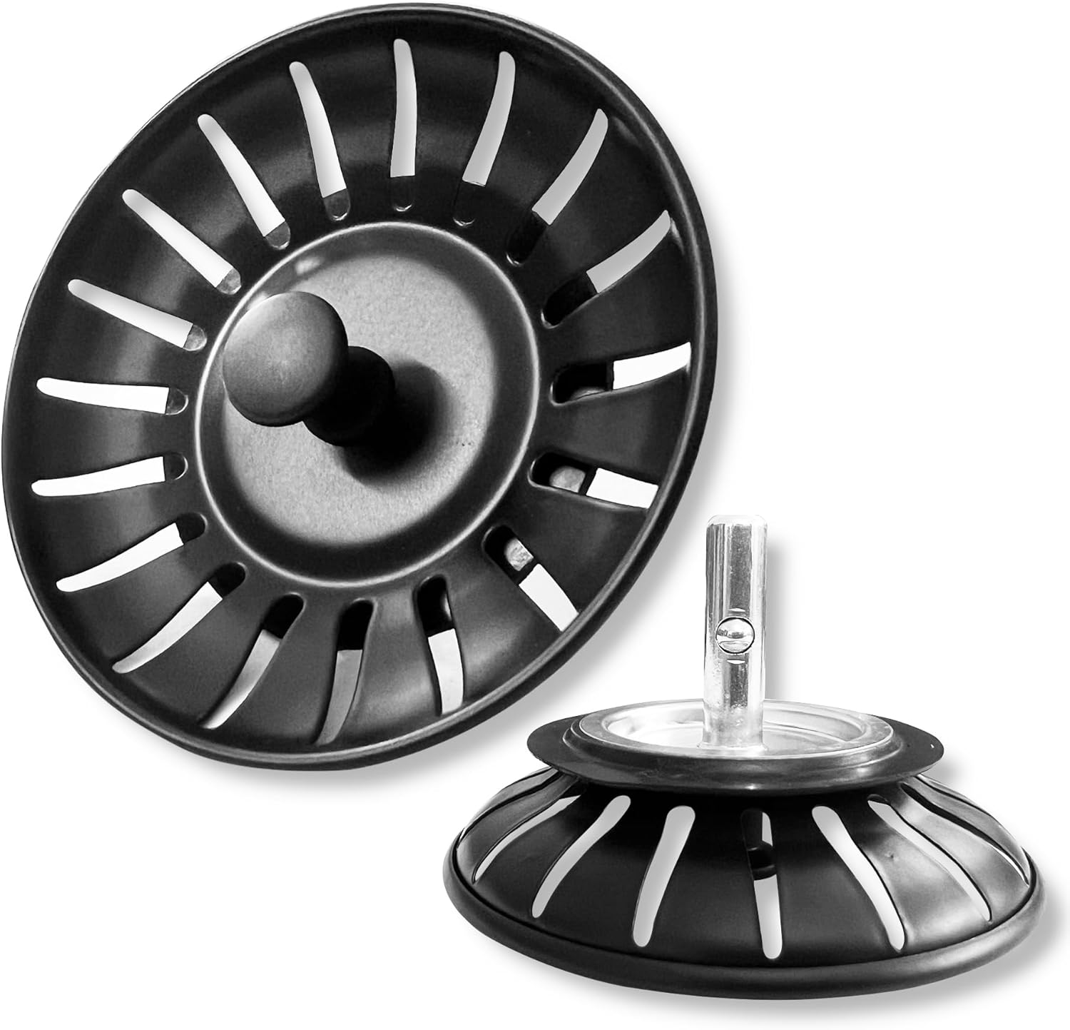 2 Pack Kitchen Sink Plug and Strainer,304 Stainless Sink Strainer Plug(Thickened Version),For Kitchen or Bath Shower Basin Tray Prevent Blocked Drains and an Unpleasant Odor in the Kitchen-Black 78Mm image number 4