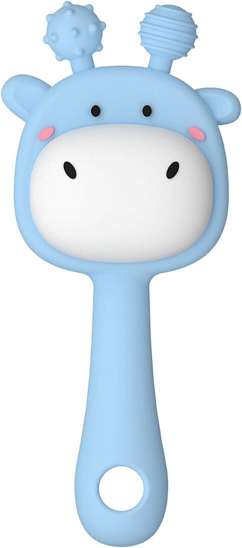 BPA Free Baby Rattle Teether Toy with Light Music - Soft Sensory Silicone Chewable for 6-12 Months Infants, Toddler Pack of 2 (Pink-Purple)