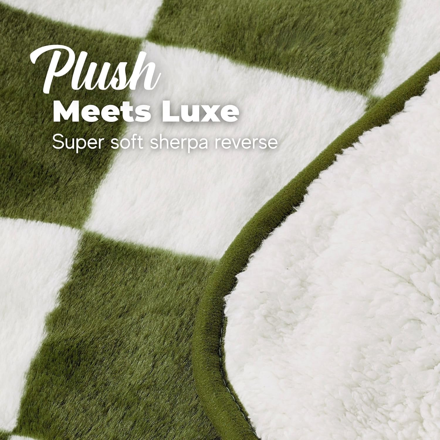 Dreamaker Checkered Plush Fleece Electric Heated Throw Blanket 200X180Cm Warm Sherpa Fleece Reversible Rug Energy Efficient Overheat Protection 9 Heat Setting Extra Long Cord Controller- Olive & Cream image number 2